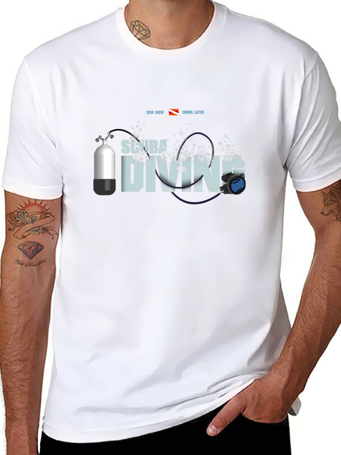 Scuba Diving T-Shirt - Dive Now Work Later