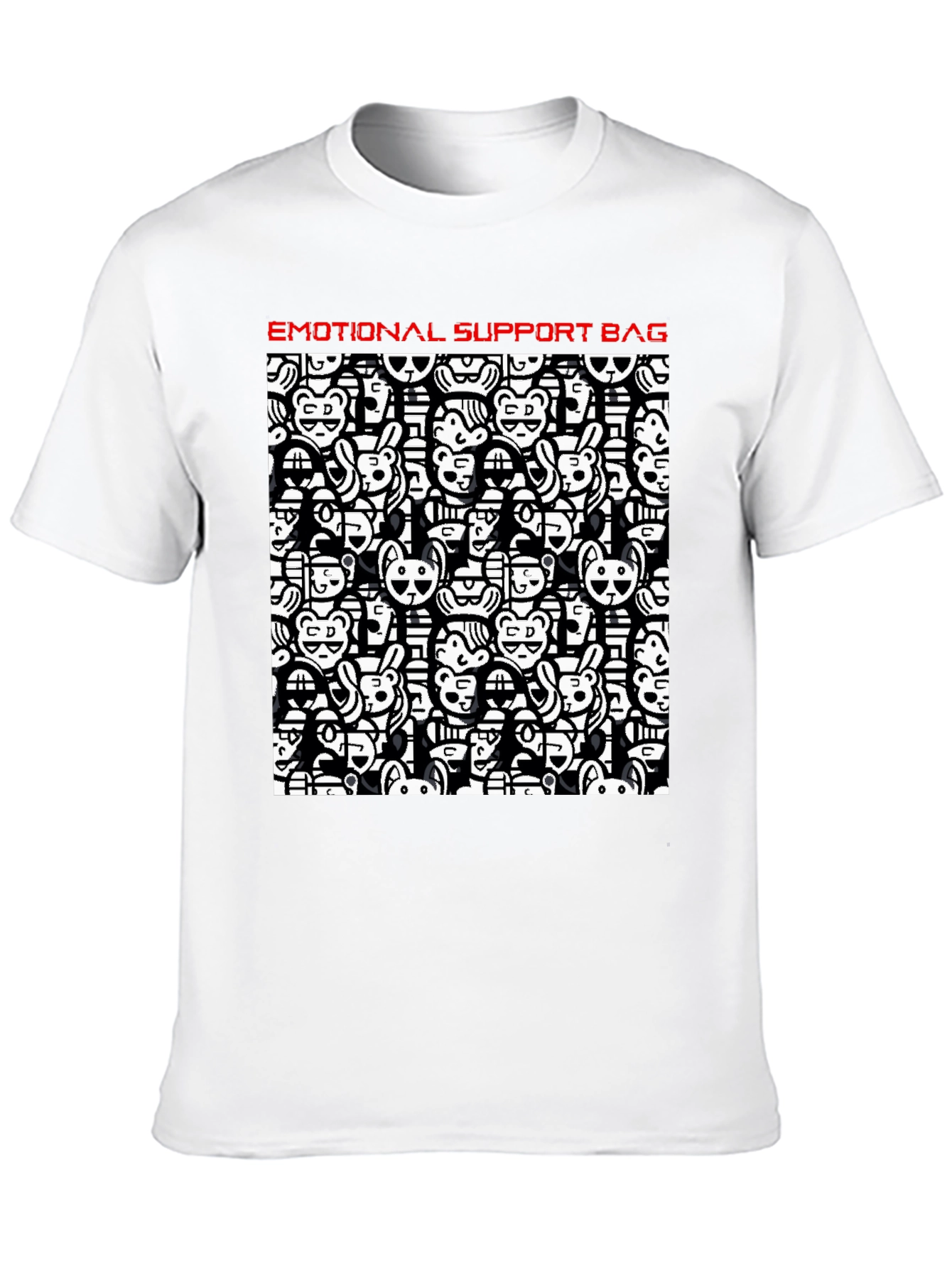 Emotional Support Black Cotton Graphic T-Shirt