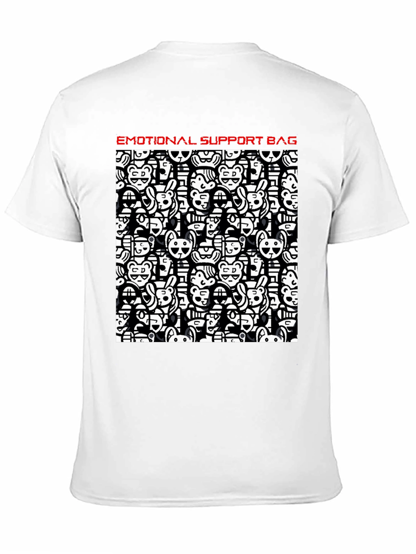 Emotional Support Black Cotton Graphic T-Shirt
