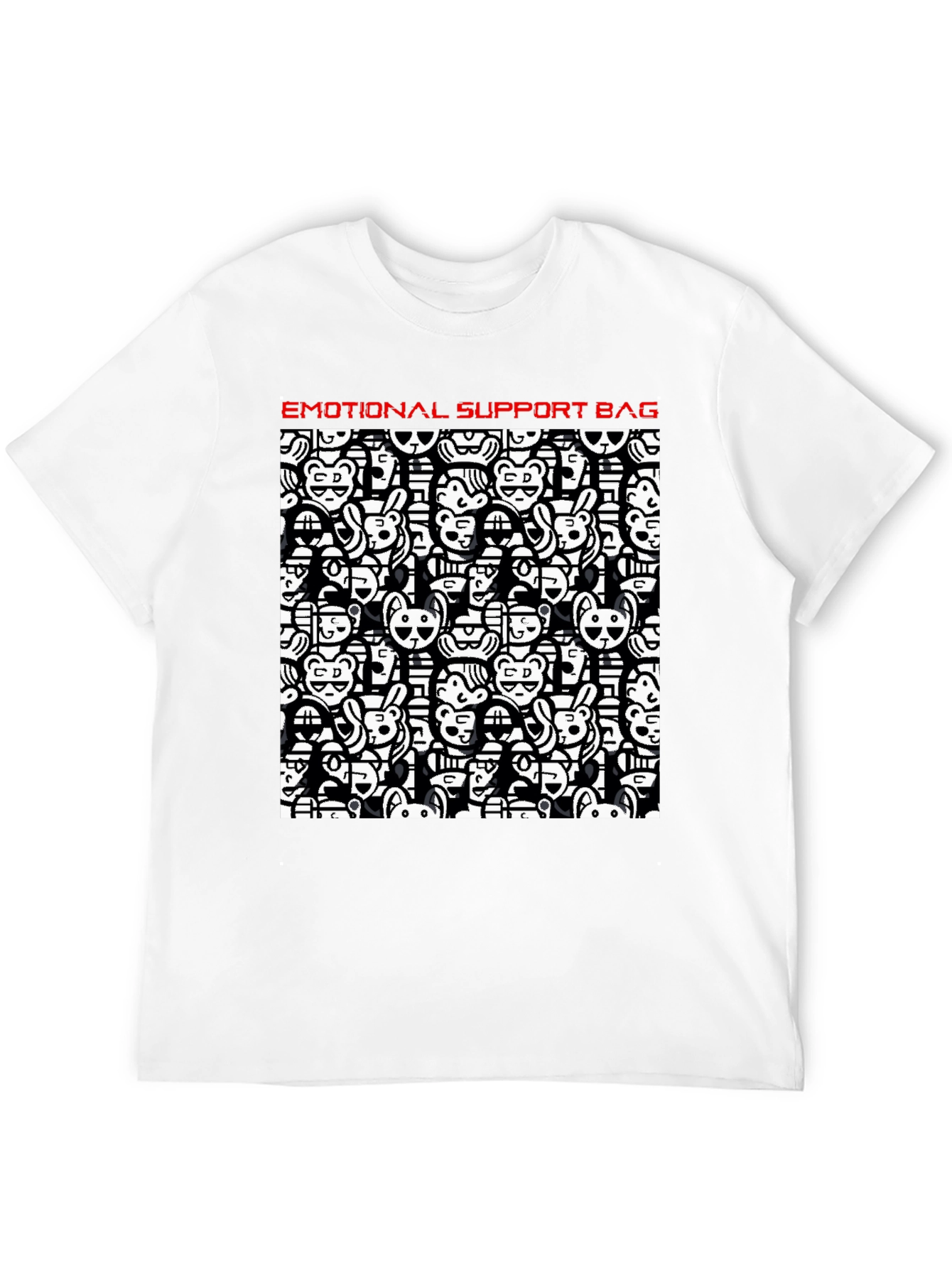Emotional Support Black Cotton Graphic T-Shirt