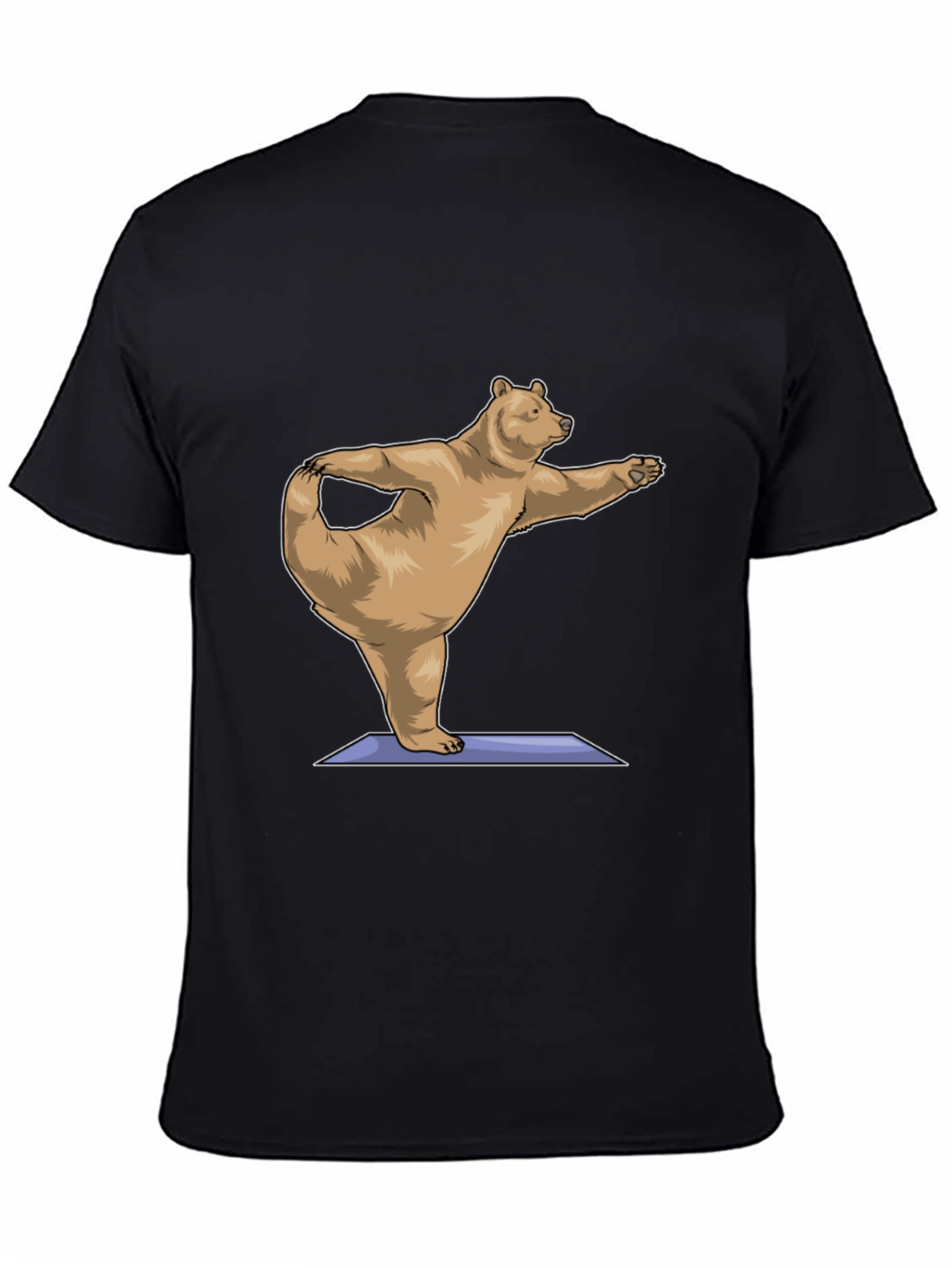 Yoga Bear Graphic Tee - Black Cotton Comfort