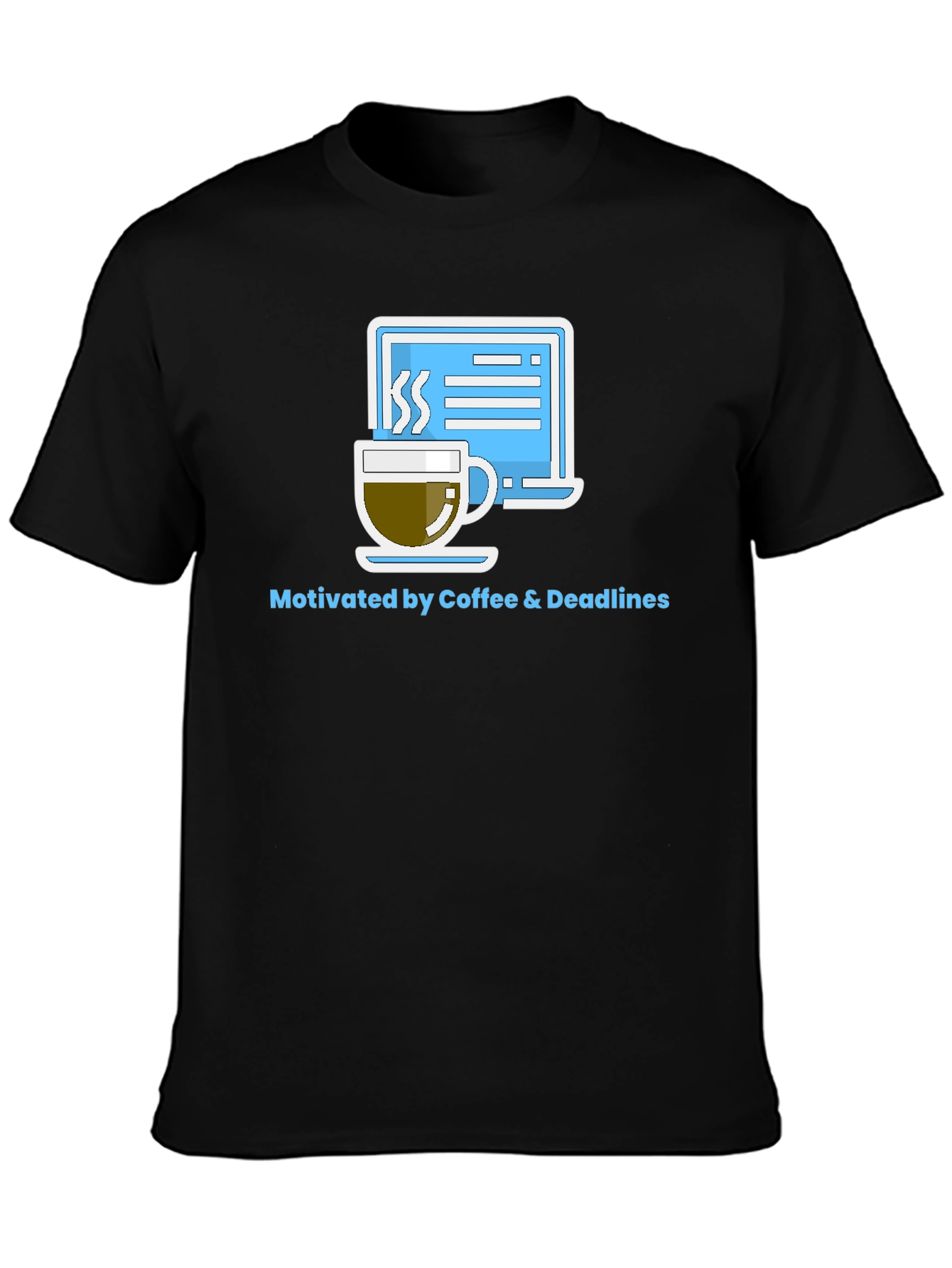 Coffee & Deadlines Graphic Tee - Motivated Designer Shirt