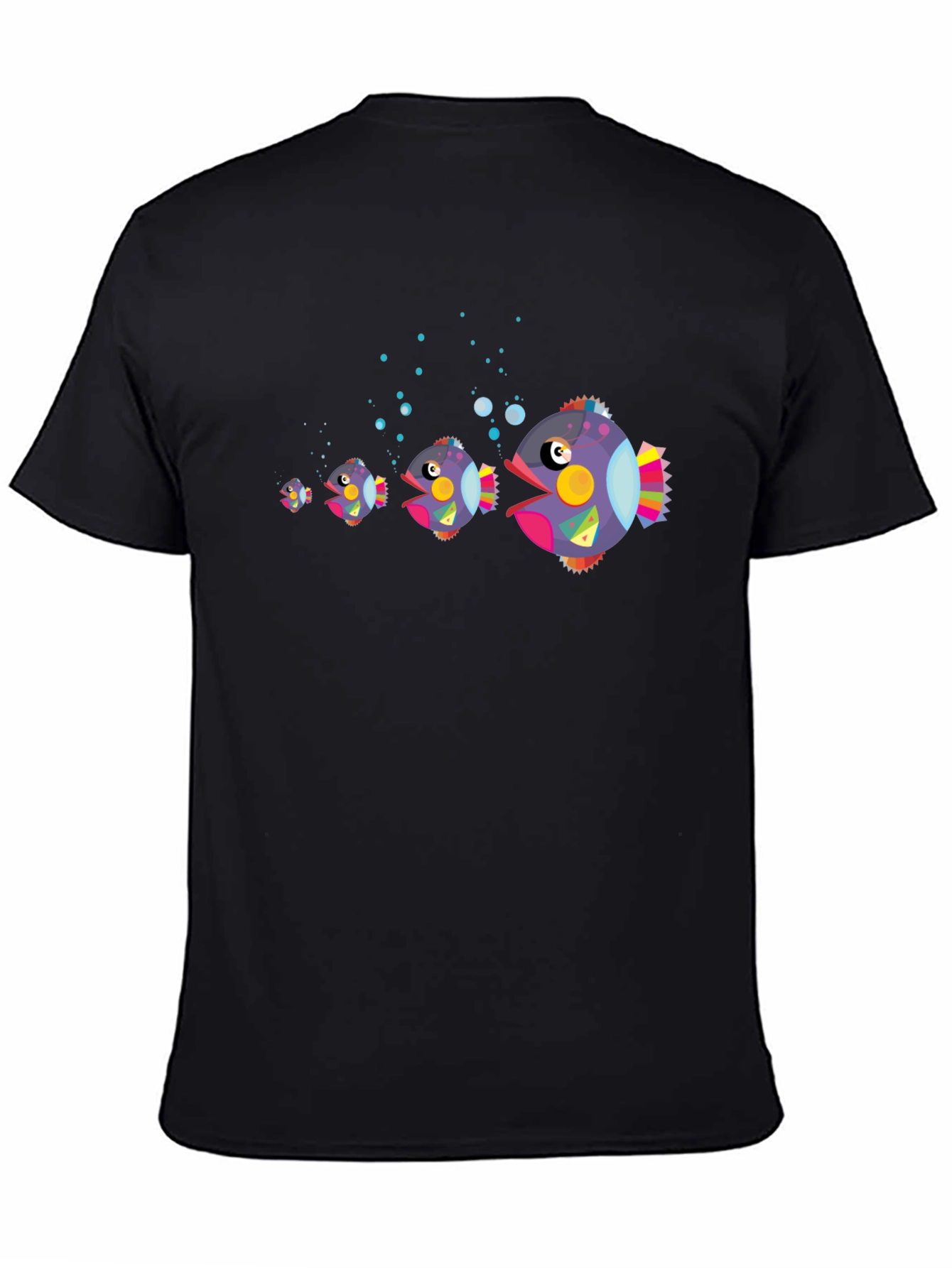 Fish Eat Fish Graphic Print Black T-Shirt