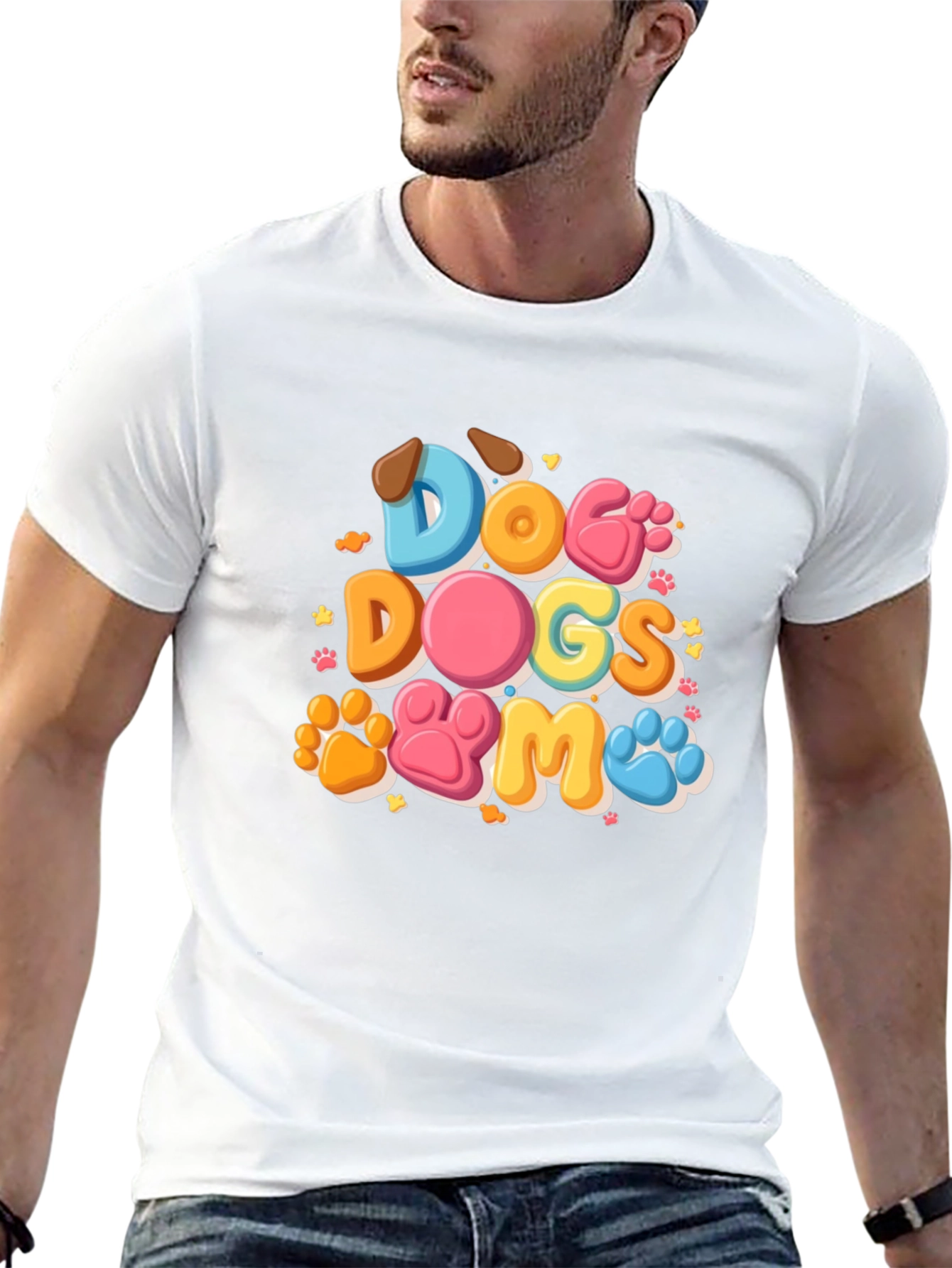 Dog Lovers Graphic Tee: Cute Paw Print Design