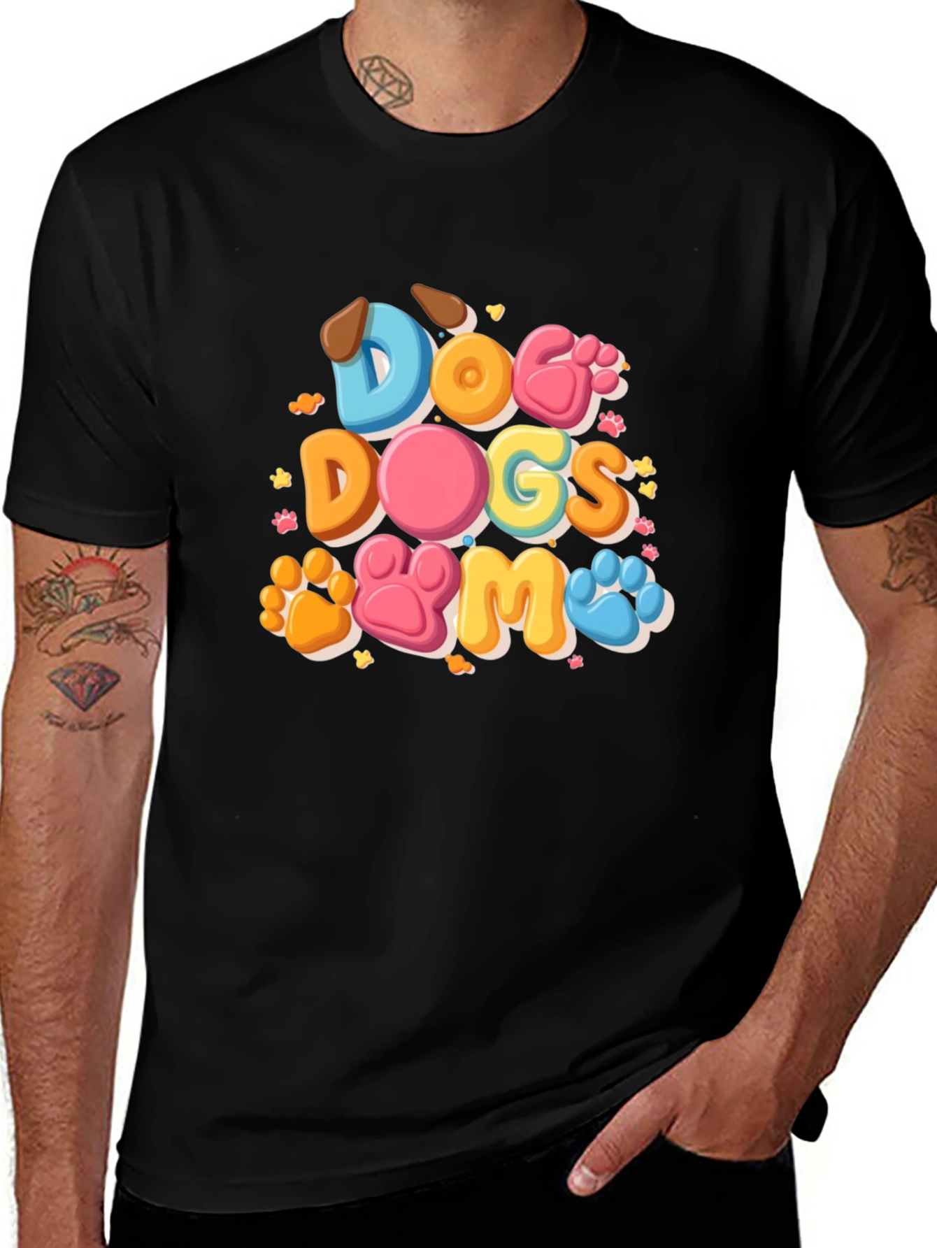 Dog Lovers Graphic Tee: Cute Paw Print Design