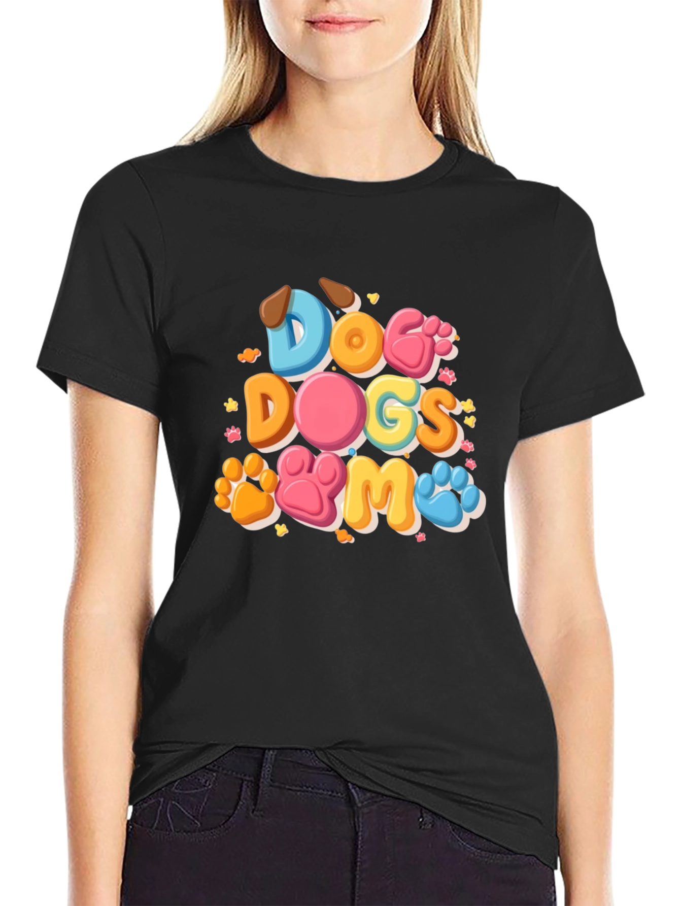 Dog Lovers Graphic Tee: Cute Paw Print Design