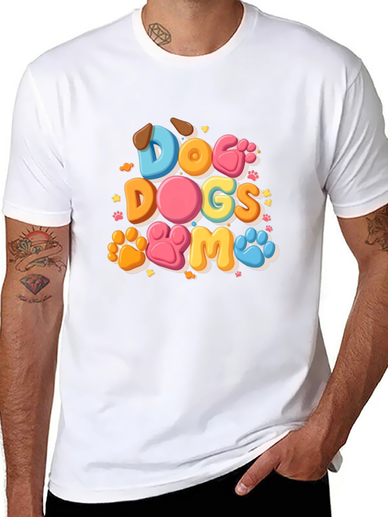 Dog Lovers Graphic Tee: Cute Paw Print Design