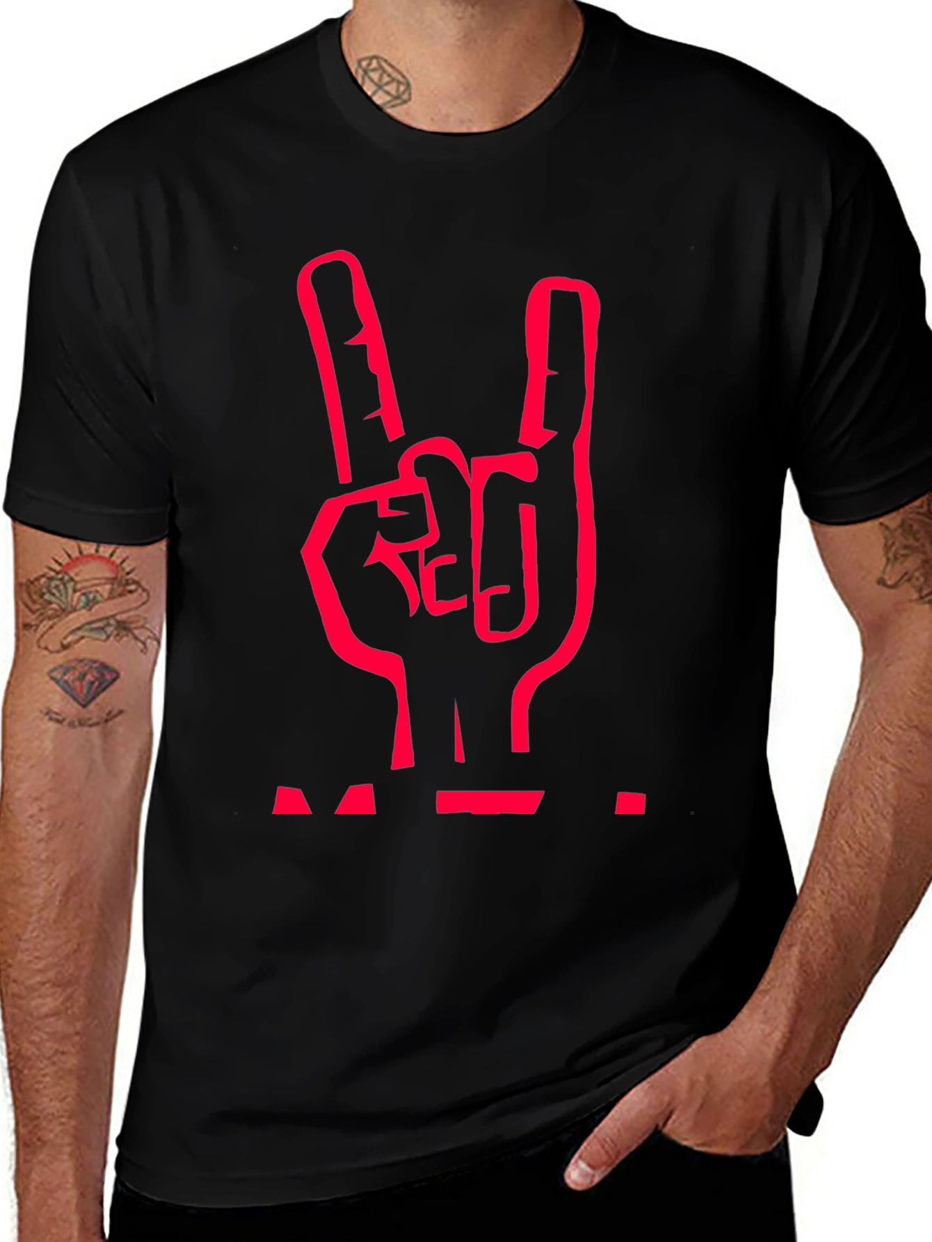 Rock On Graphic Tee - Black Cotton T-Shirt