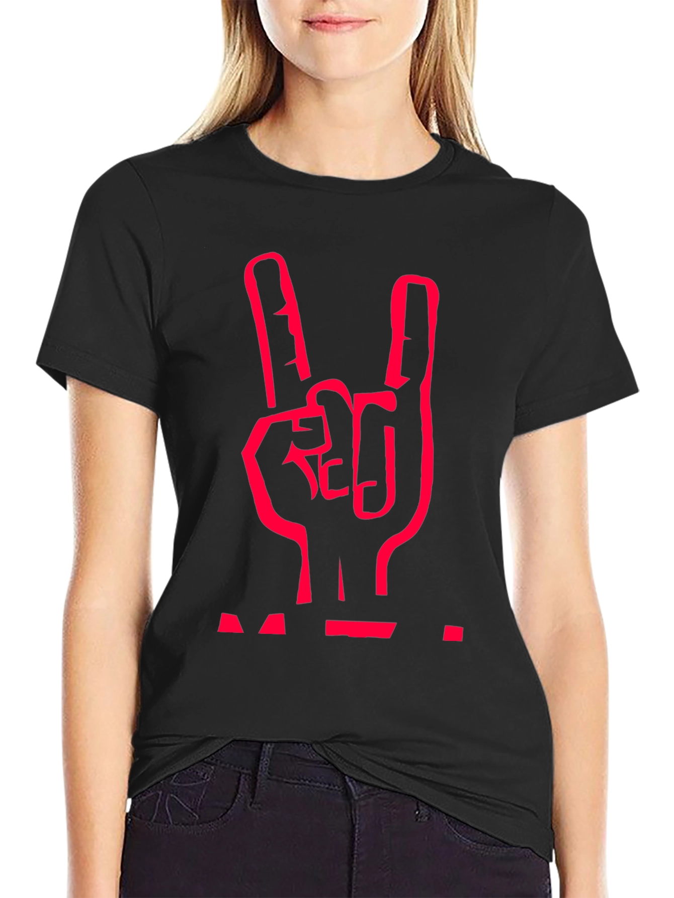 Rock On Graphic Tee - Black Cotton T-Shirt