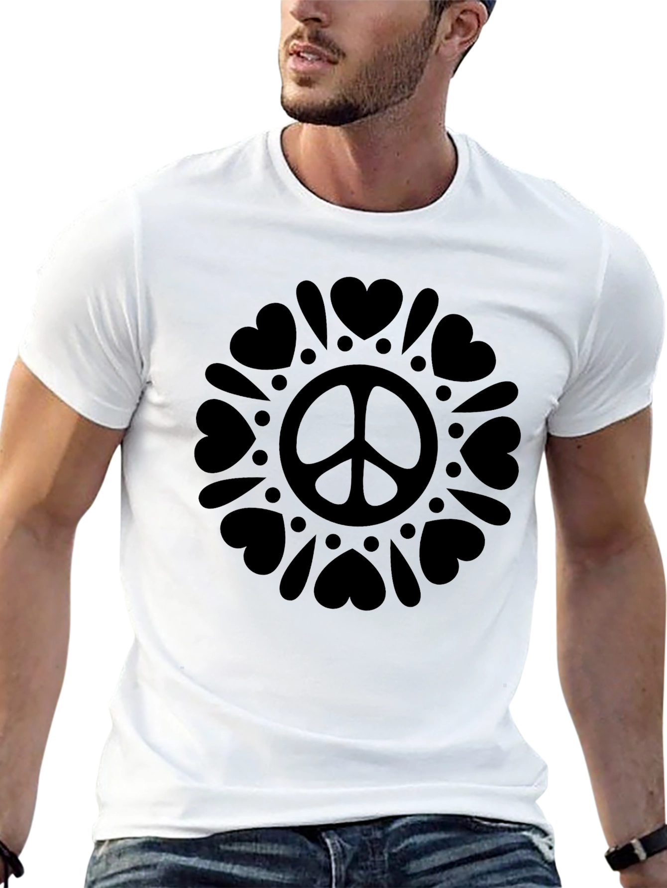 Peace Sign Heart Mandala Graphic Tee