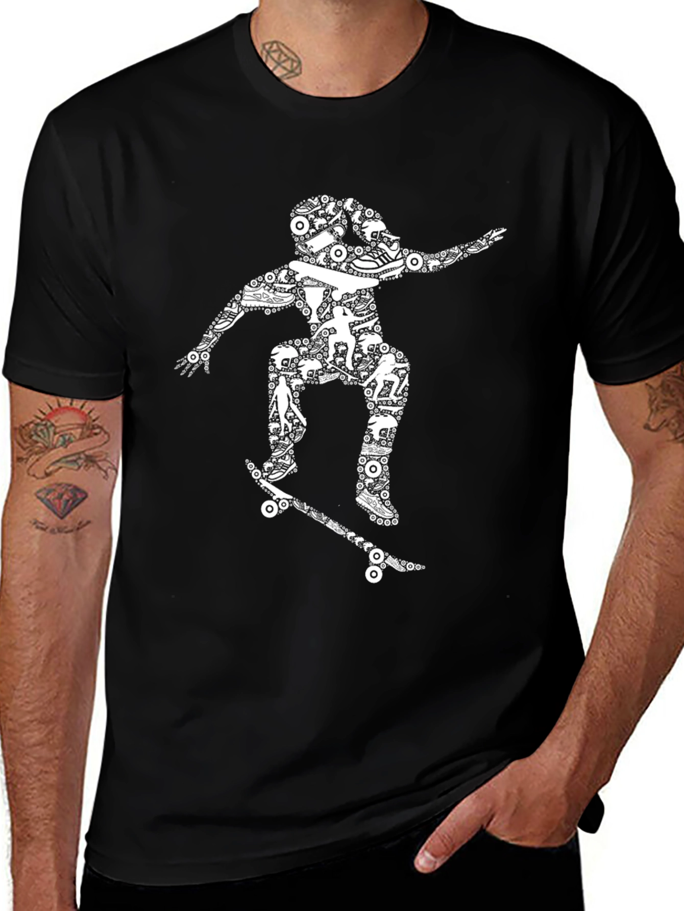 Skateboarding Graphic Tee - Black