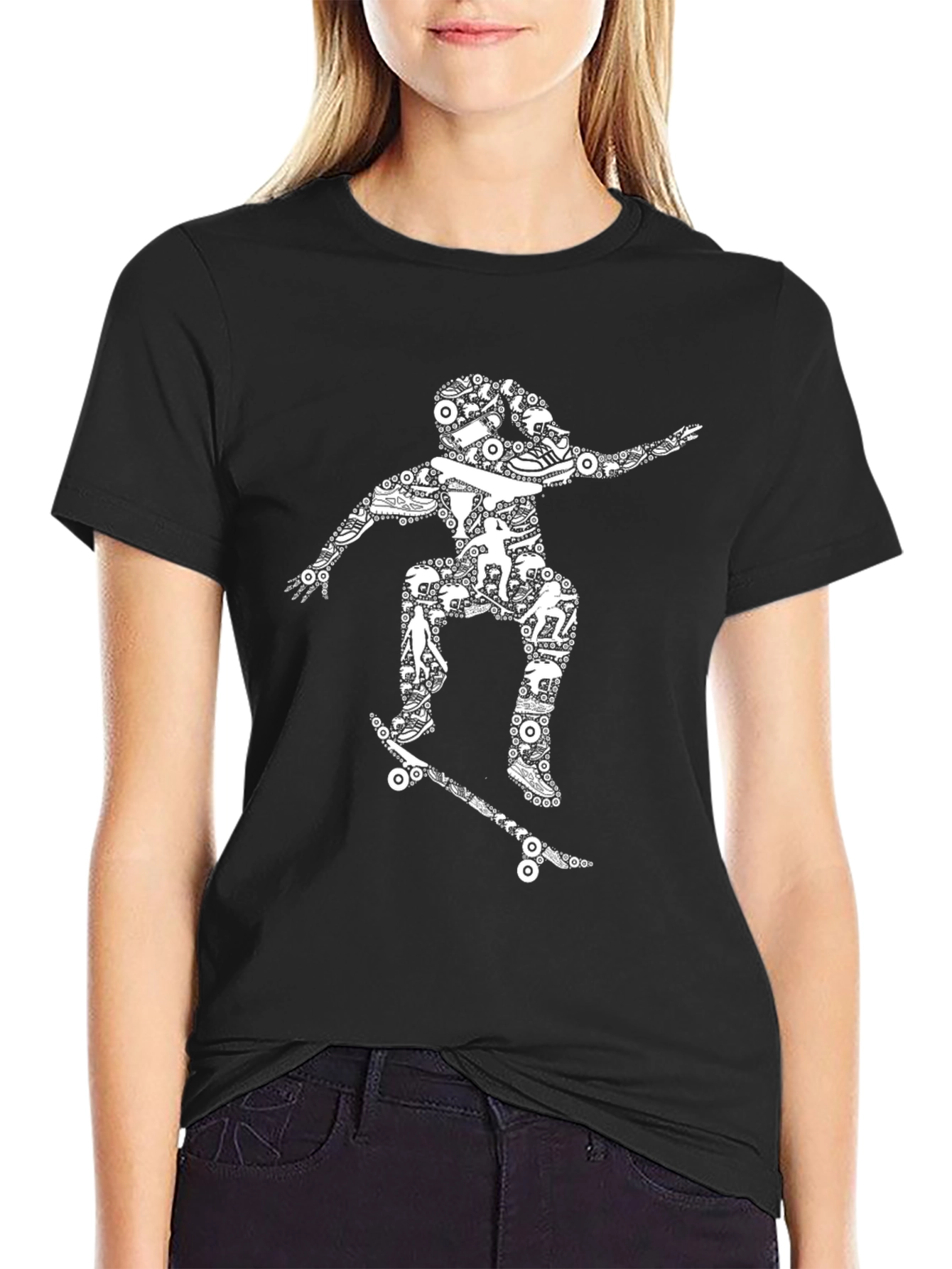 Skateboarding Graphic Tee - Black