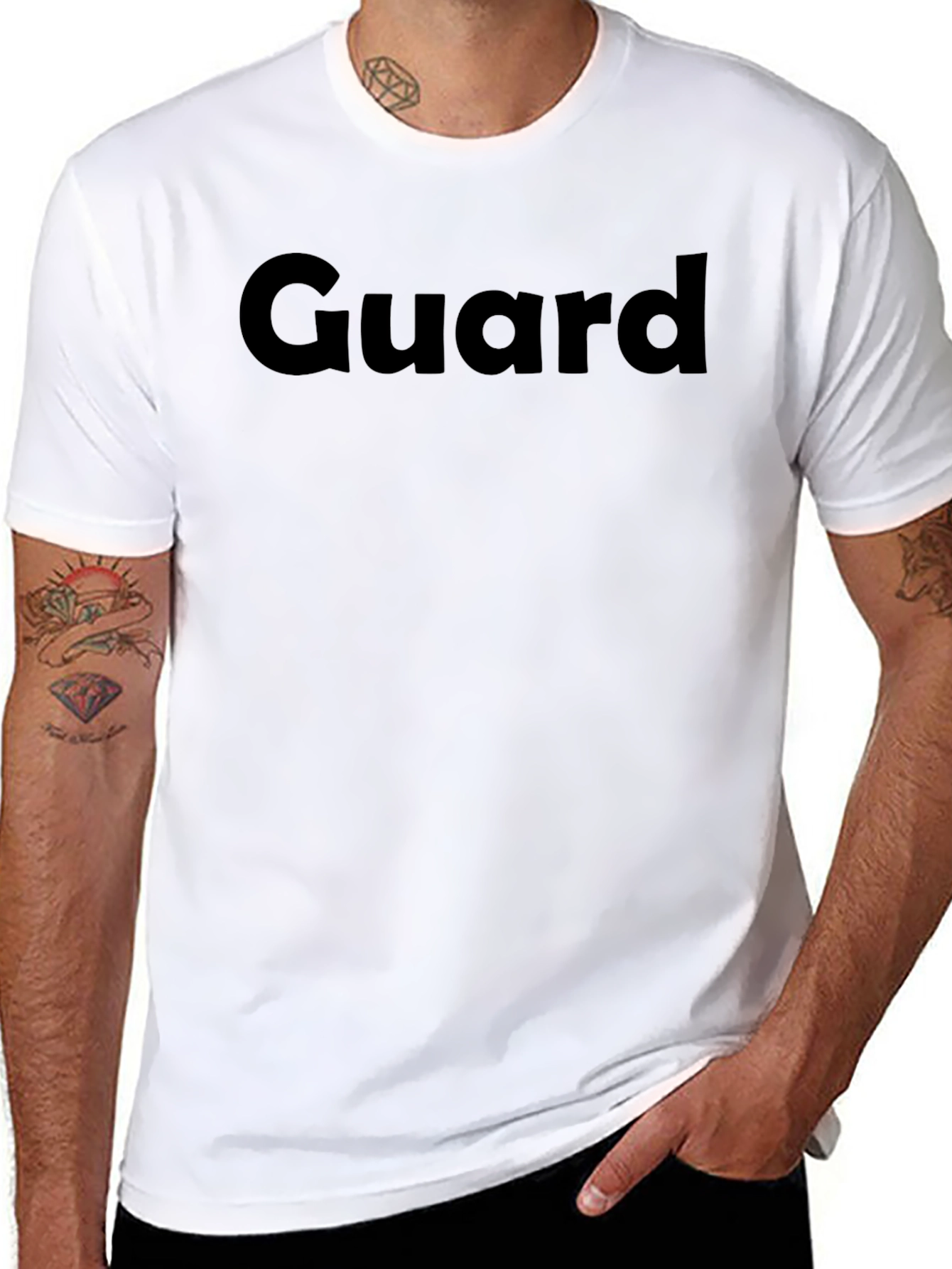 Guard T-Shirt - Black Crew Neck Casual Tee