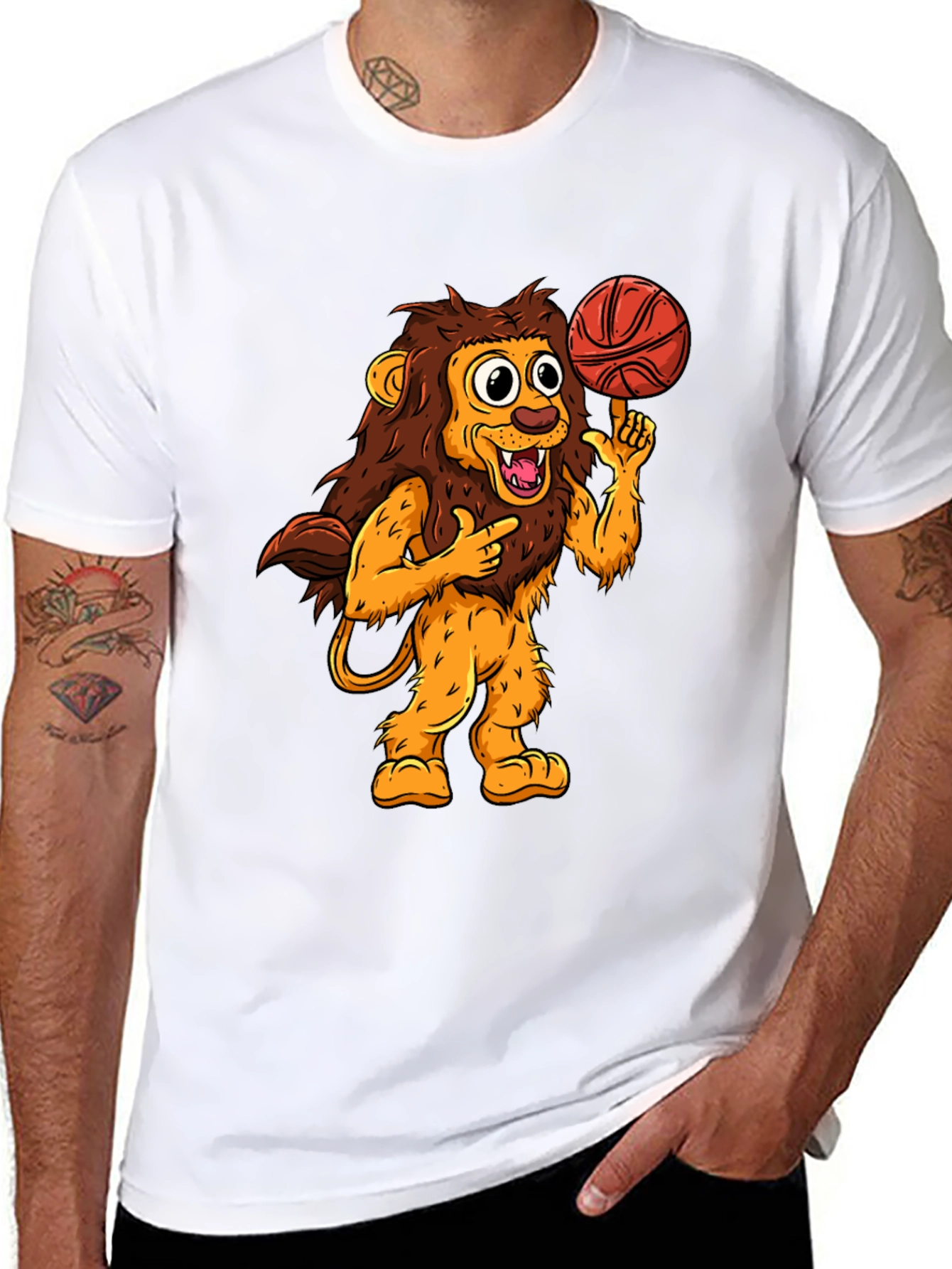 Lion Basketball Graphic Tee - Cool Cartoon Design