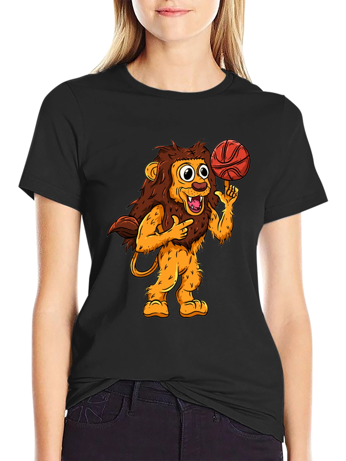 Lion Basketball Graphic Tee - Cool Cartoon Design