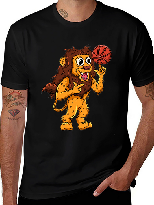 Lion Basketball Graphic Tee - Cool Cartoon Design