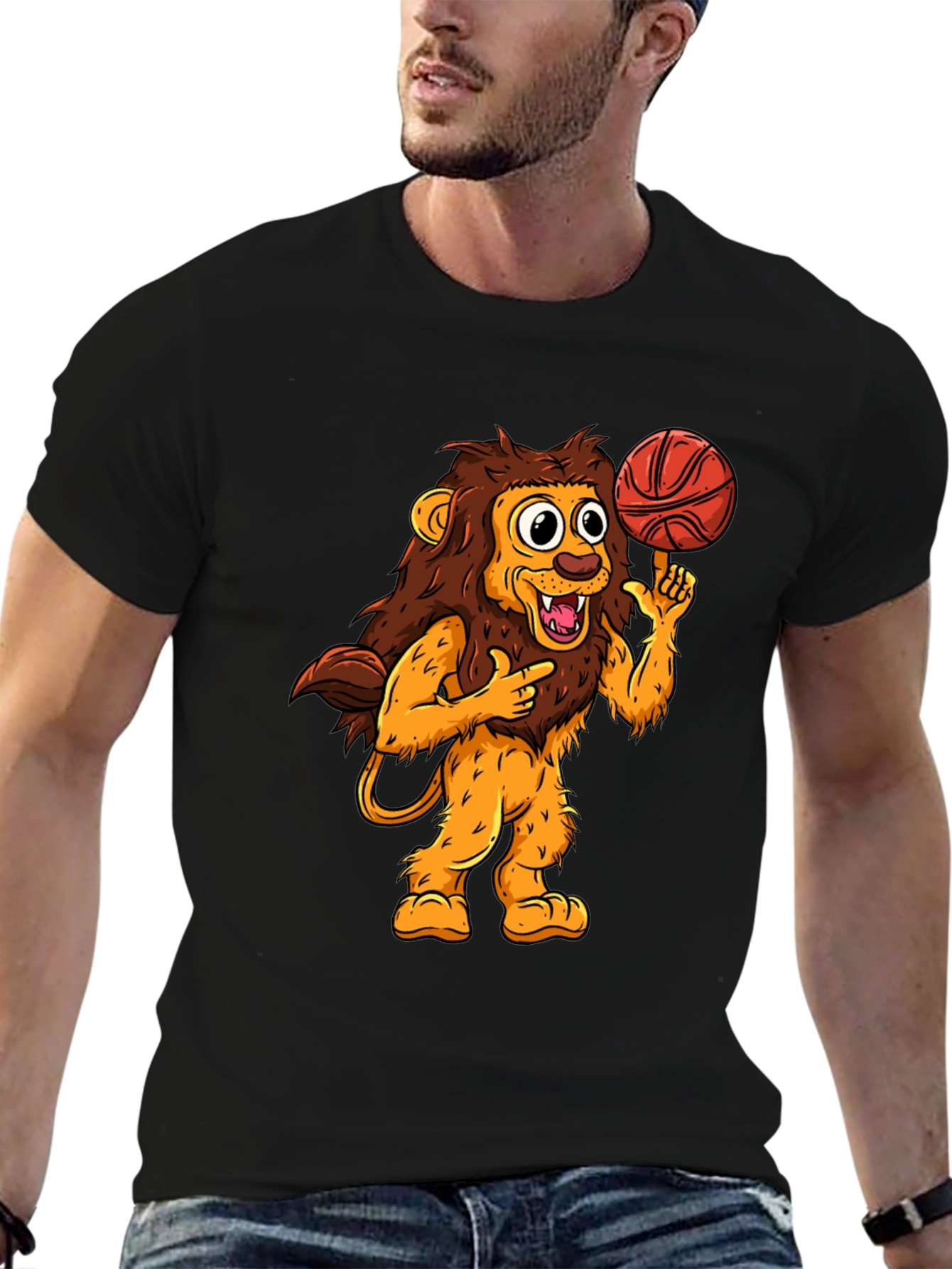 Lion Basketball Graphic Tee - Cool Cartoon Design