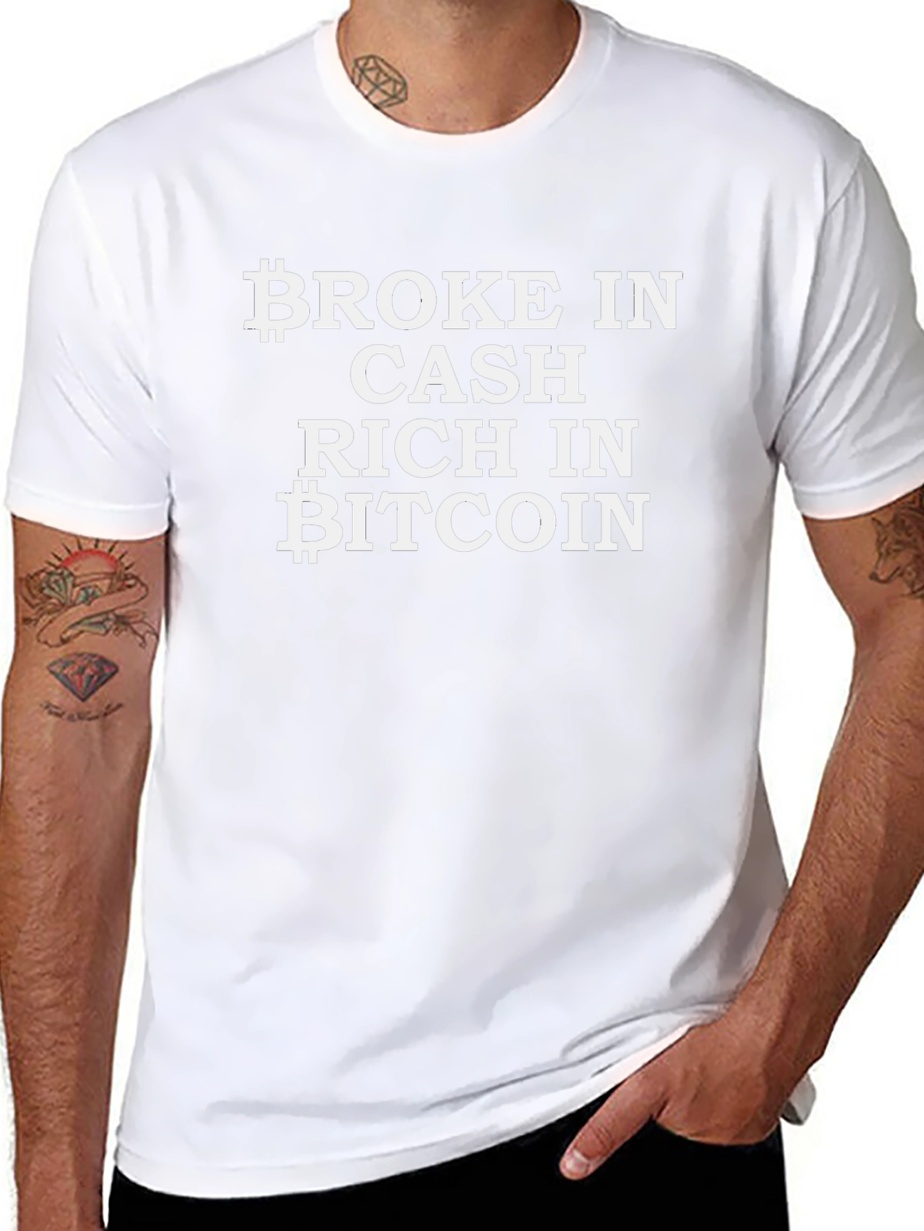 Broke In Cash Rich In Bitcoin Black T-Shirt