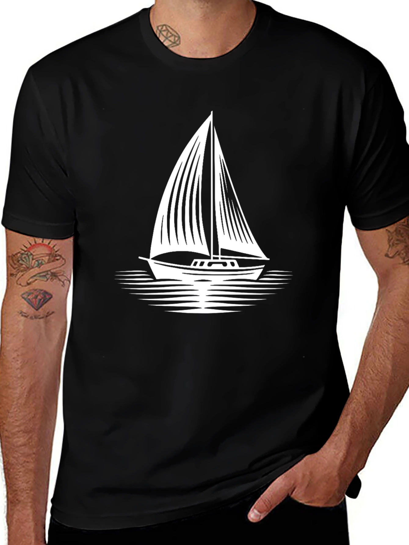 Black Sailboat Graphic Tee