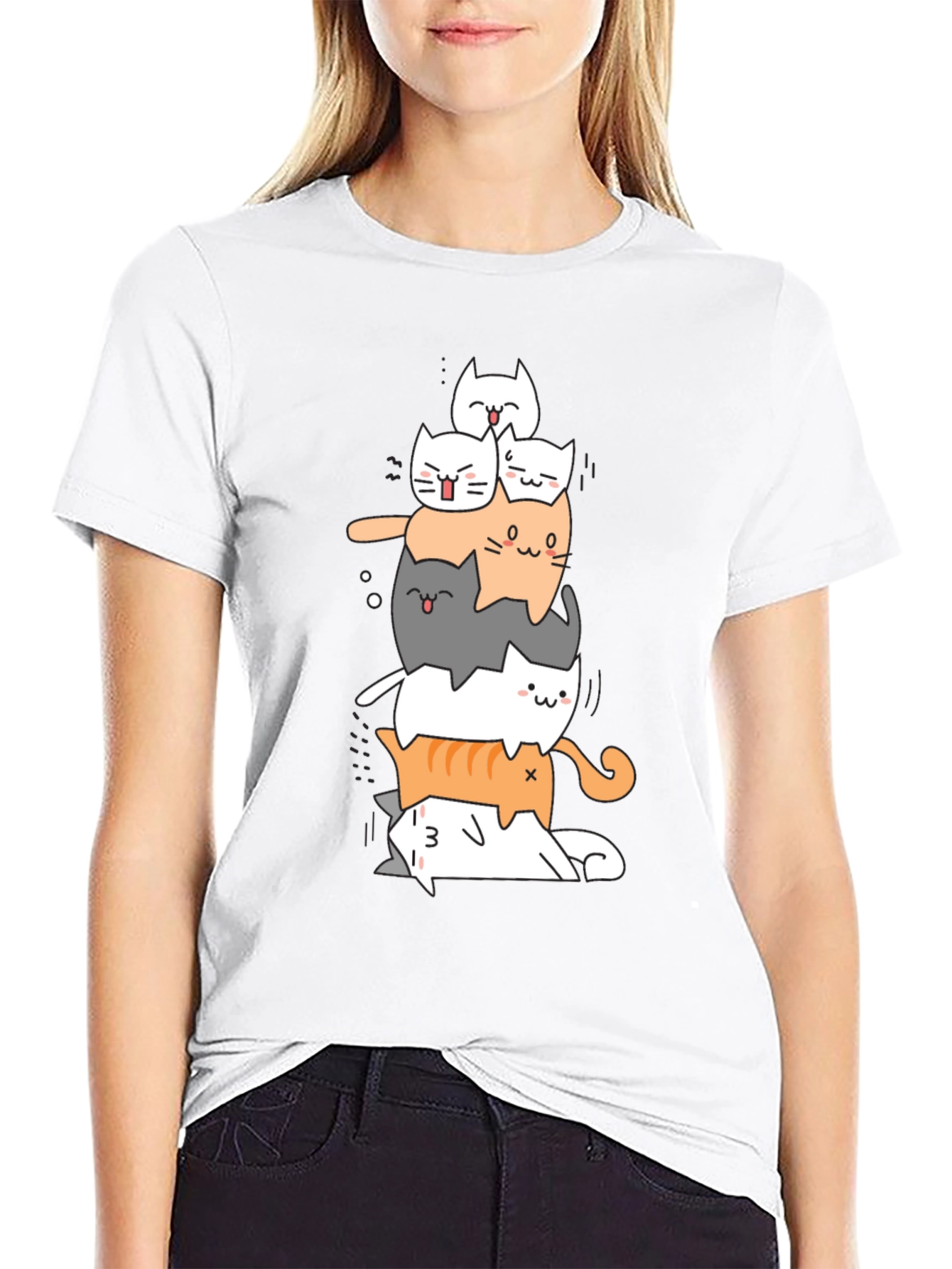 Stacked Cats Graphic Tee - Cool Cat Lover Shirt