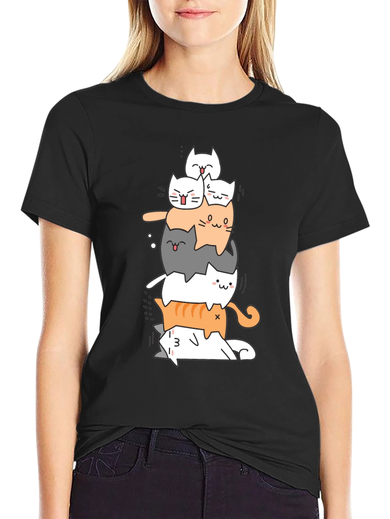 Stacked Cats Graphic Tee - Cool Cat Lover Shirt