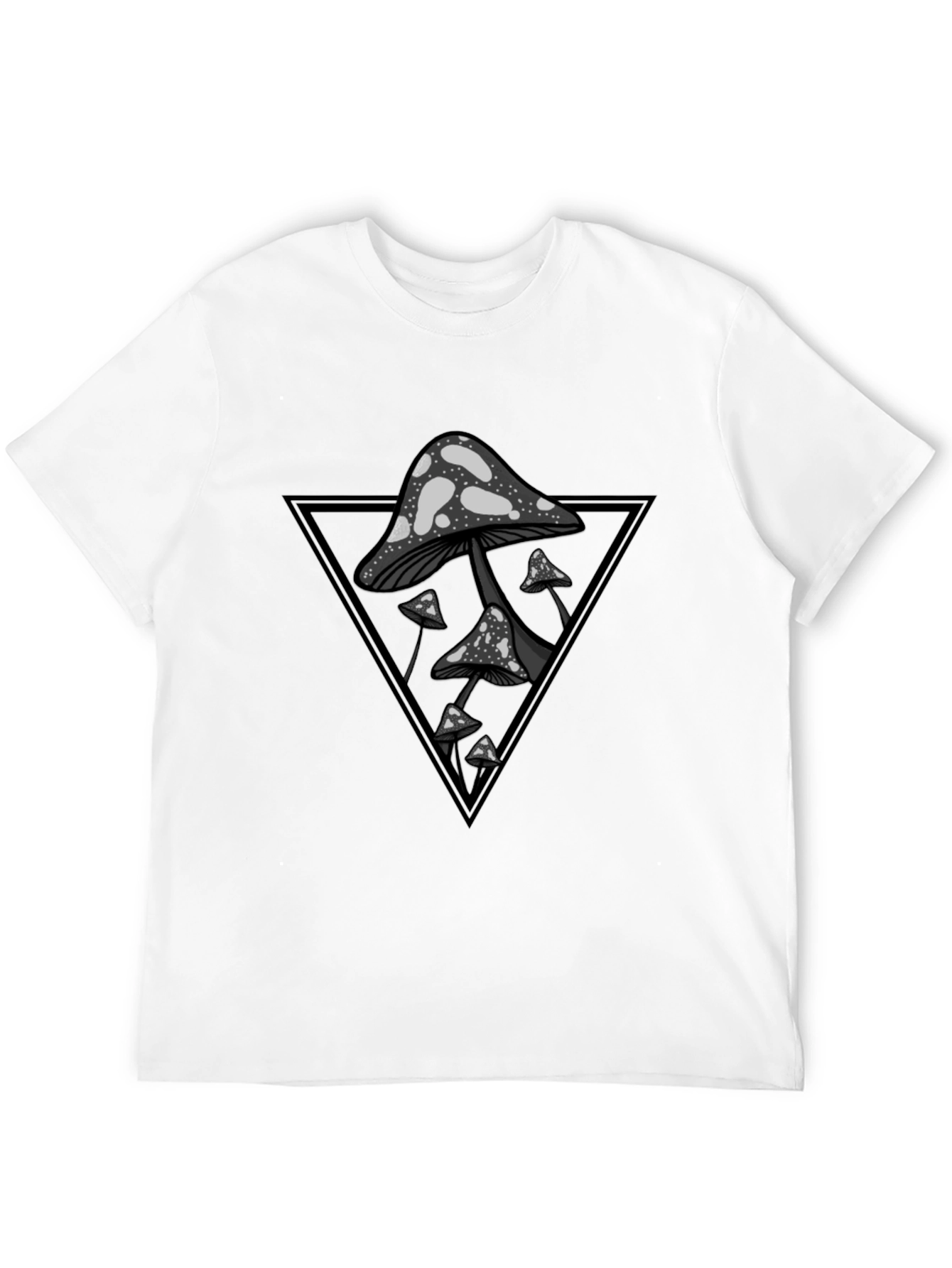 Mushroom Triangle Graphic Tee - Black Cotton Blend