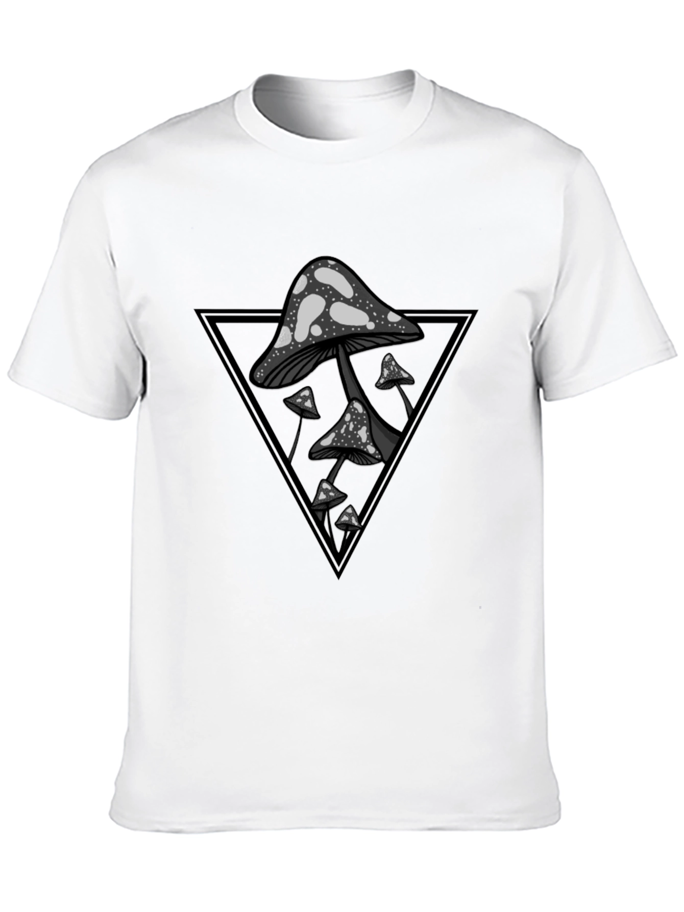 Mushroom Triangle Graphic Tee - Black Cotton Blend