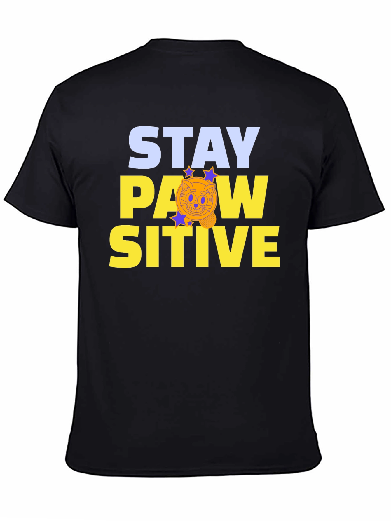 Stay Pawsitive Graphic T-Shirt - Trendy Cat Design