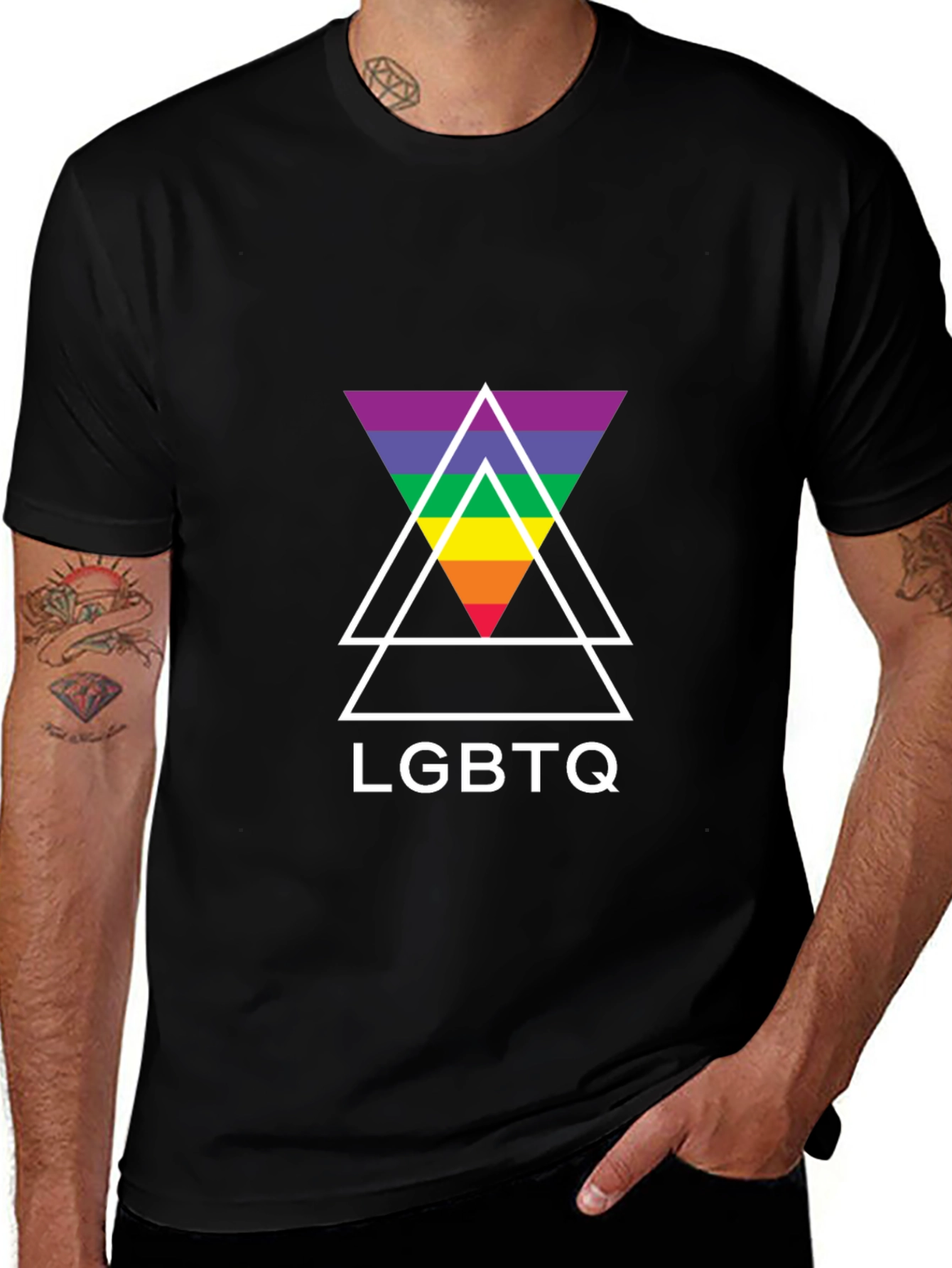 LGBTQ Rainbow Triangle Graphic T-Shirt