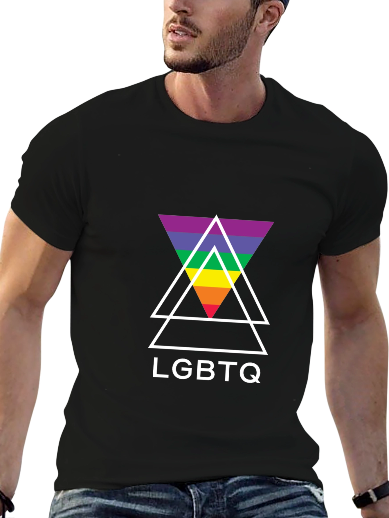 LGBTQ Rainbow Triangle Graphic T-Shirt