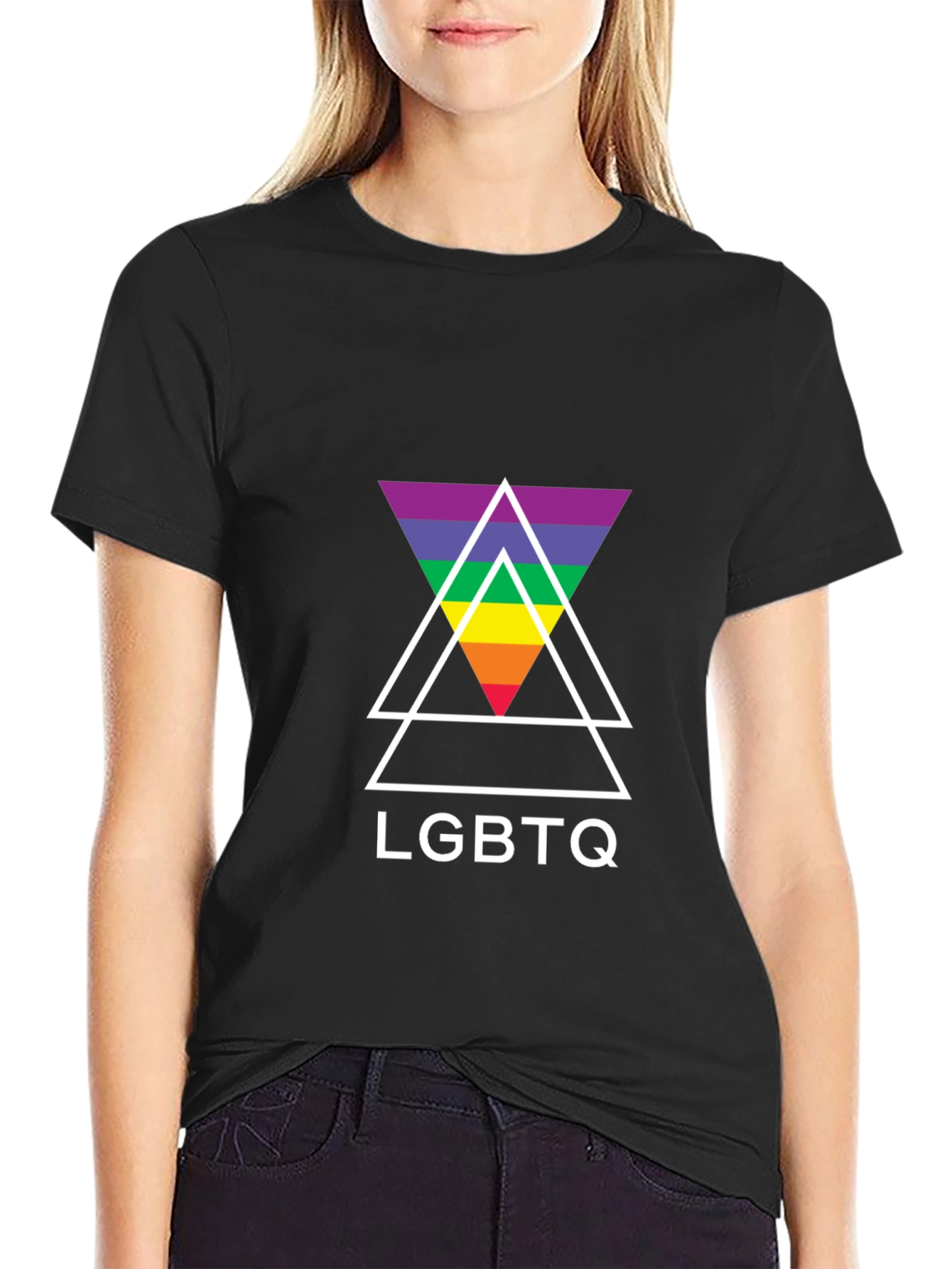 LGBTQ Rainbow Triangle Graphic T-Shirt
