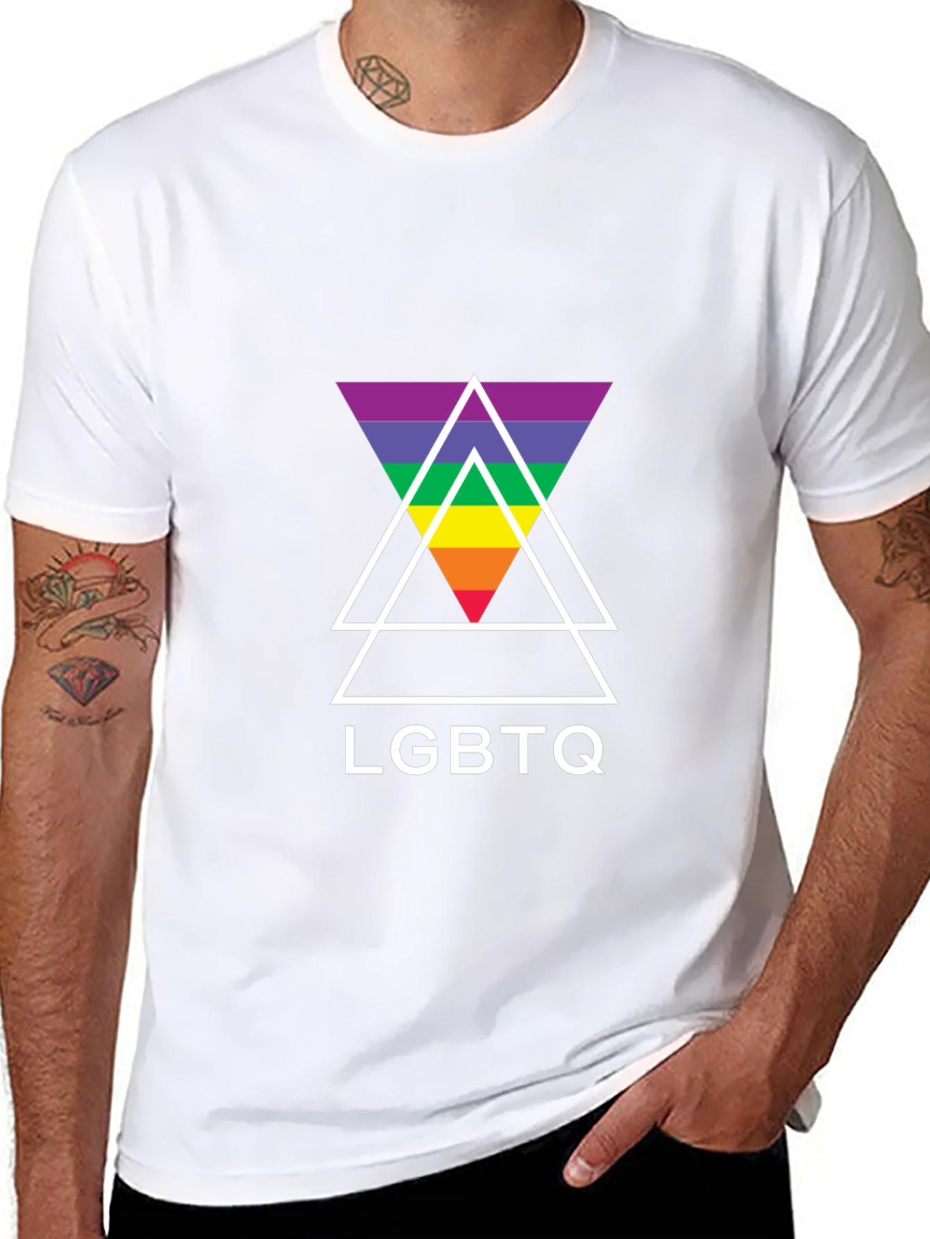 LGBTQ Rainbow Triangle Graphic T-Shirt