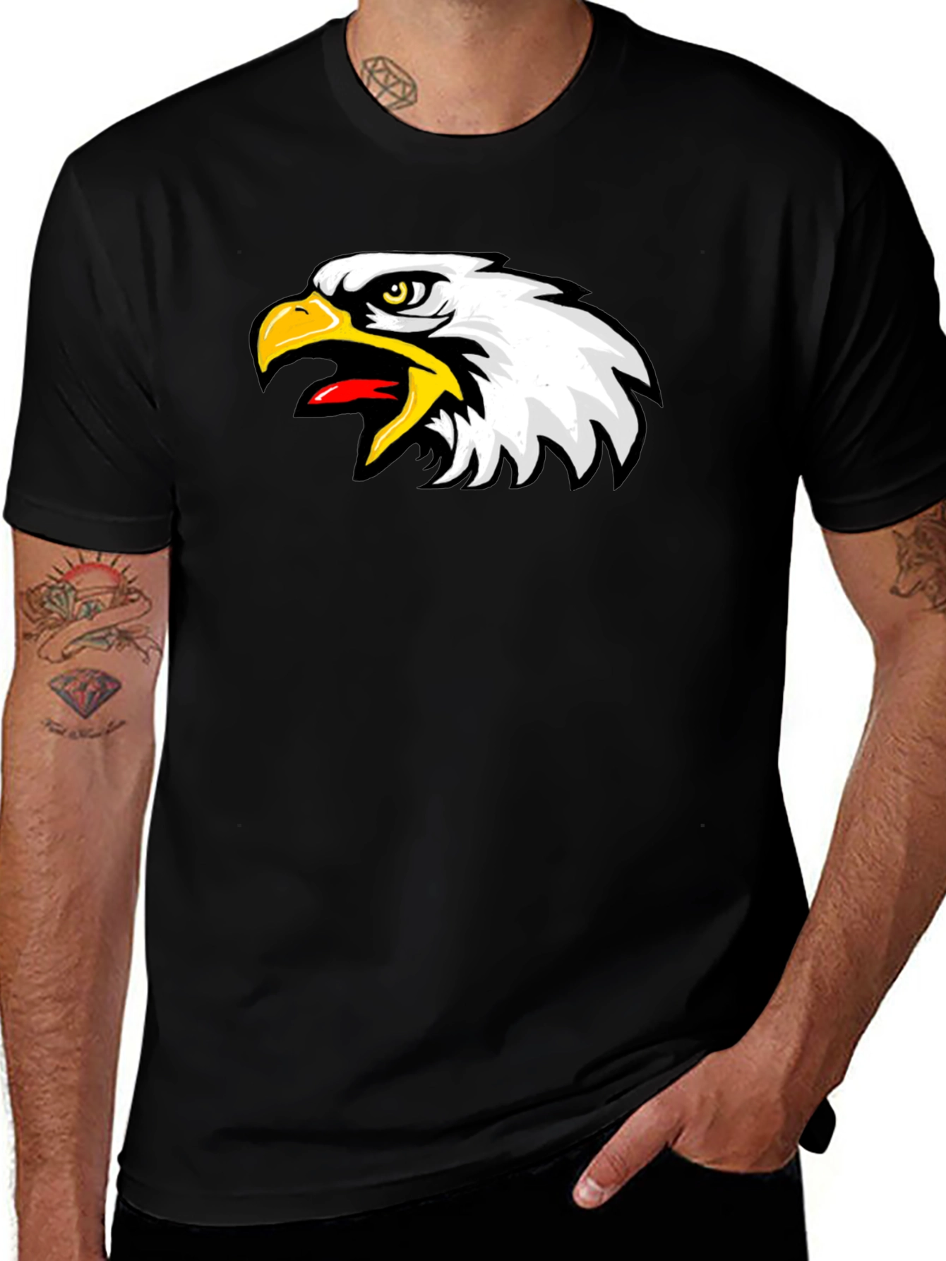 Eagle Graphic Black T-Shirt - Bold Bird Design