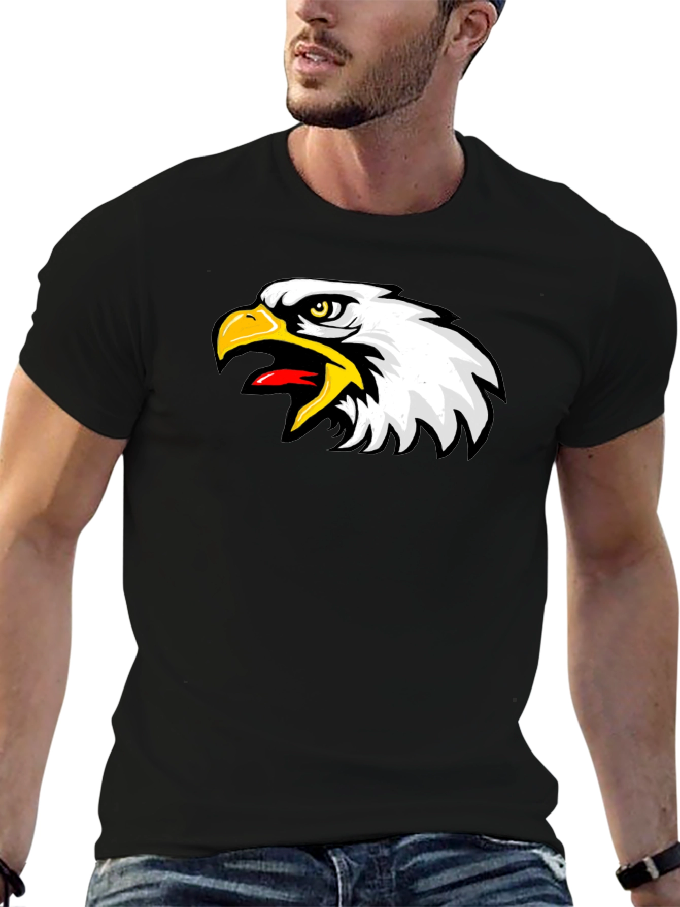 Eagle Graphic Black T-Shirt - Bold Bird Design