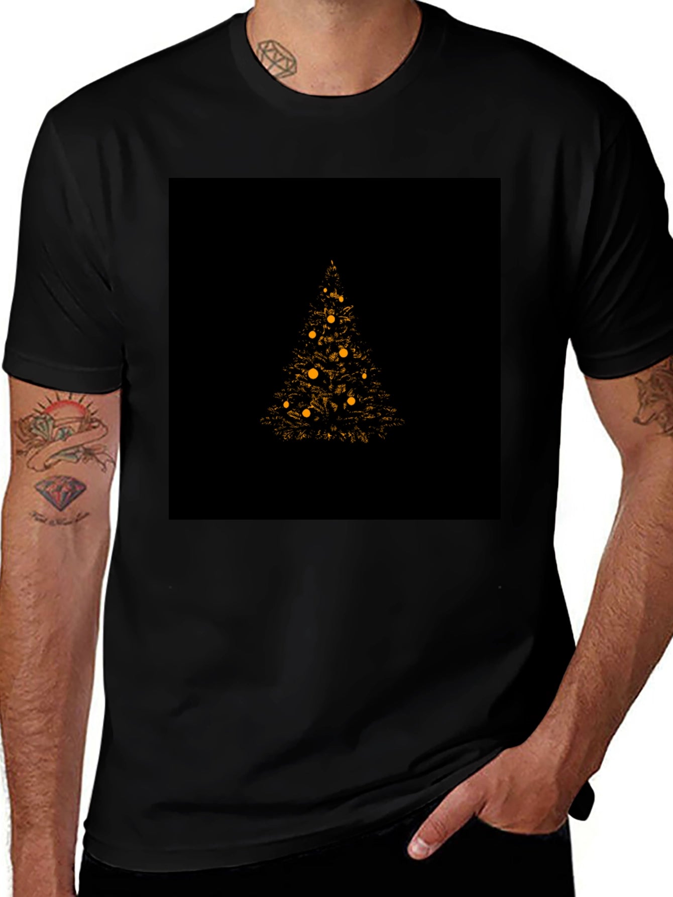 Christmas Tree Graphic Tee - Black