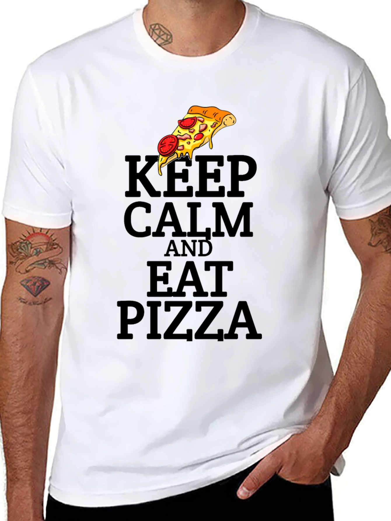 Keep Calm and Eat Pizza Graphic T-Shirt
