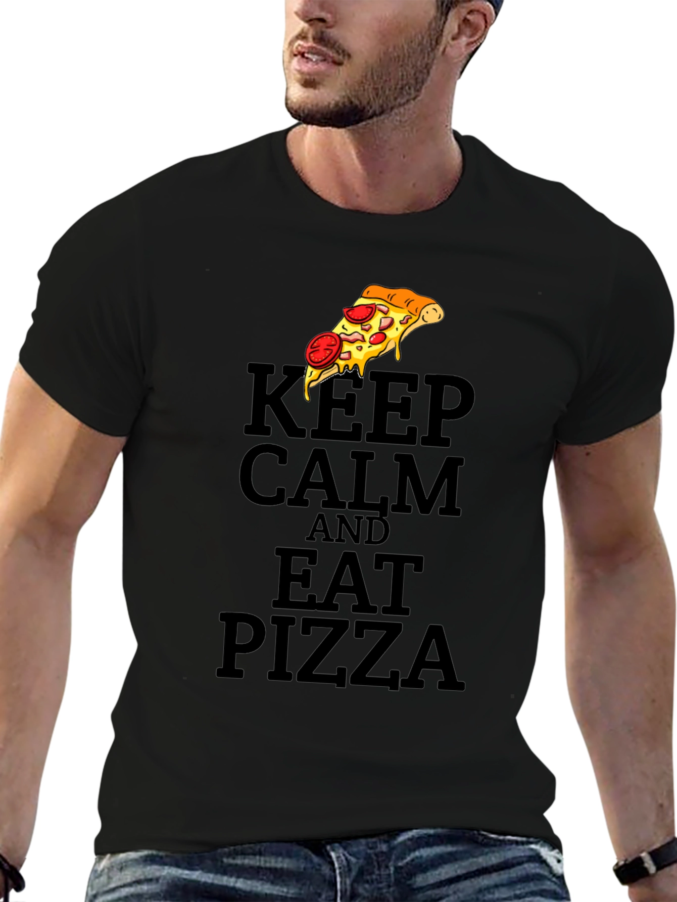 Keep Calm and Eat Pizza Graphic T-Shirt