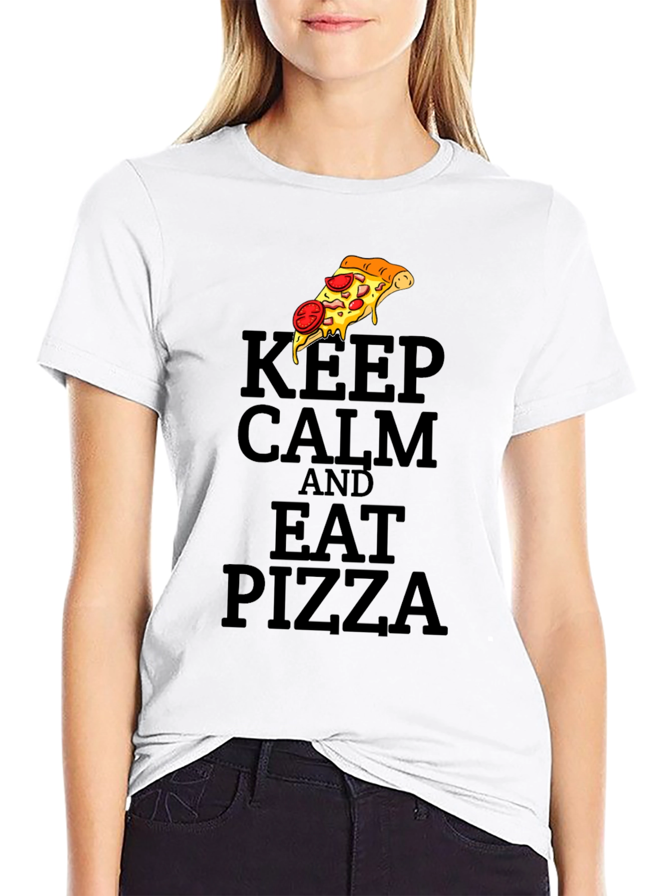 Keep Calm and Eat Pizza Graphic T-Shirt