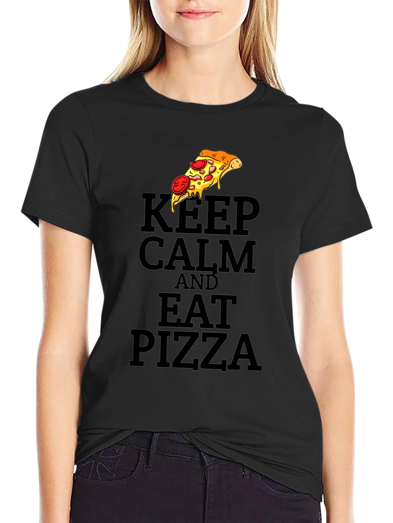 Keep Calm and Eat Pizza Graphic T-Shirt