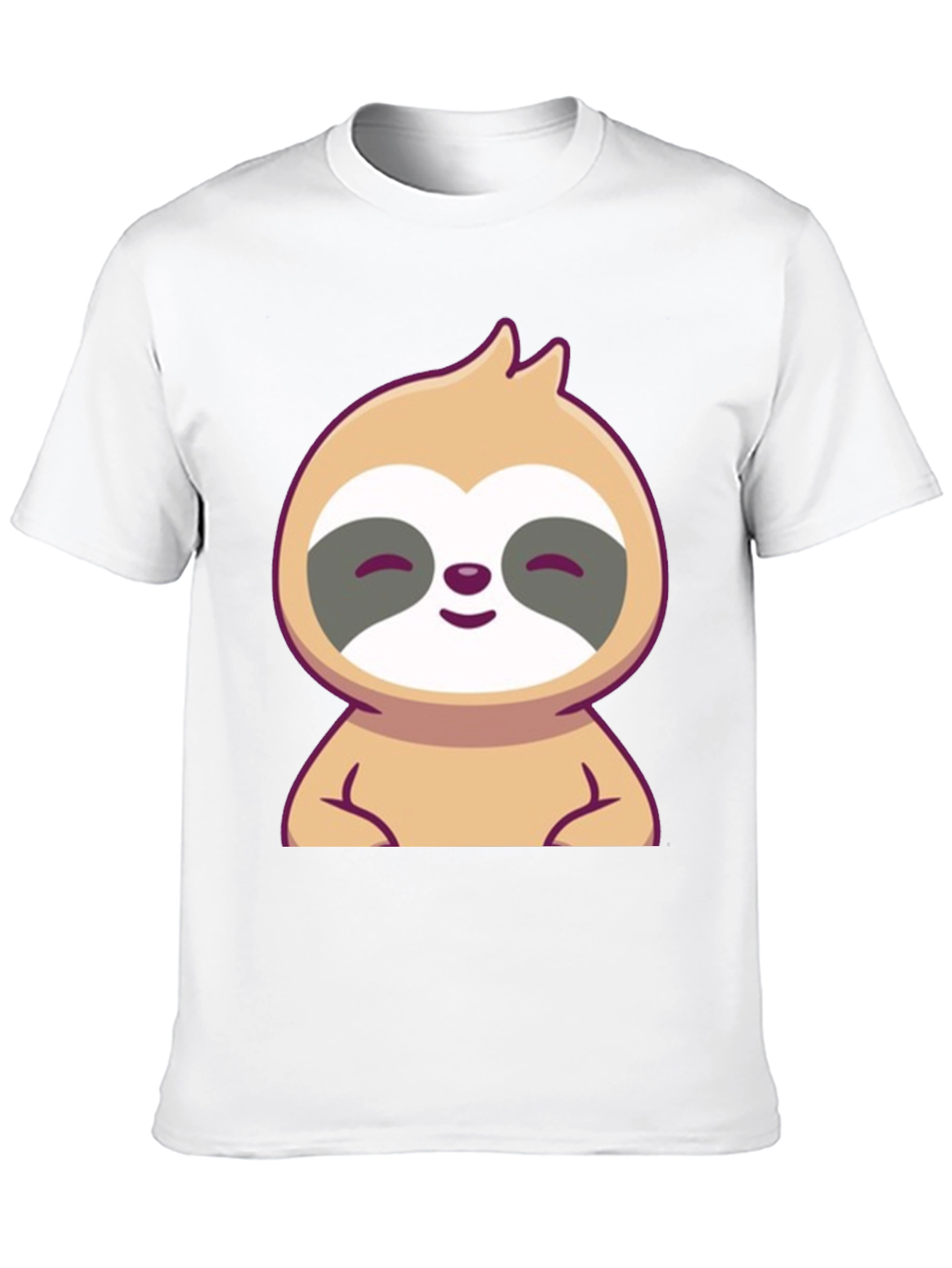 Cute Sloth Graphic Tee - Black Cotton T-Shirt