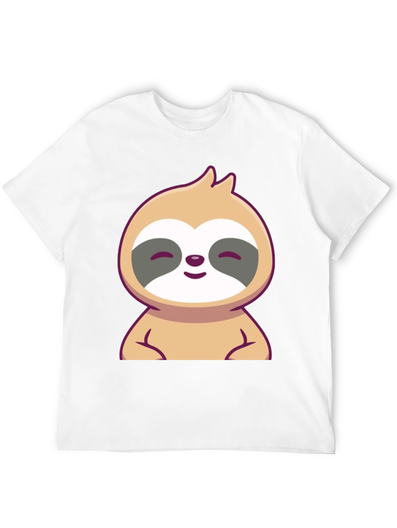 Cute Sloth Graphic Tee - Black Cotton T-Shirt