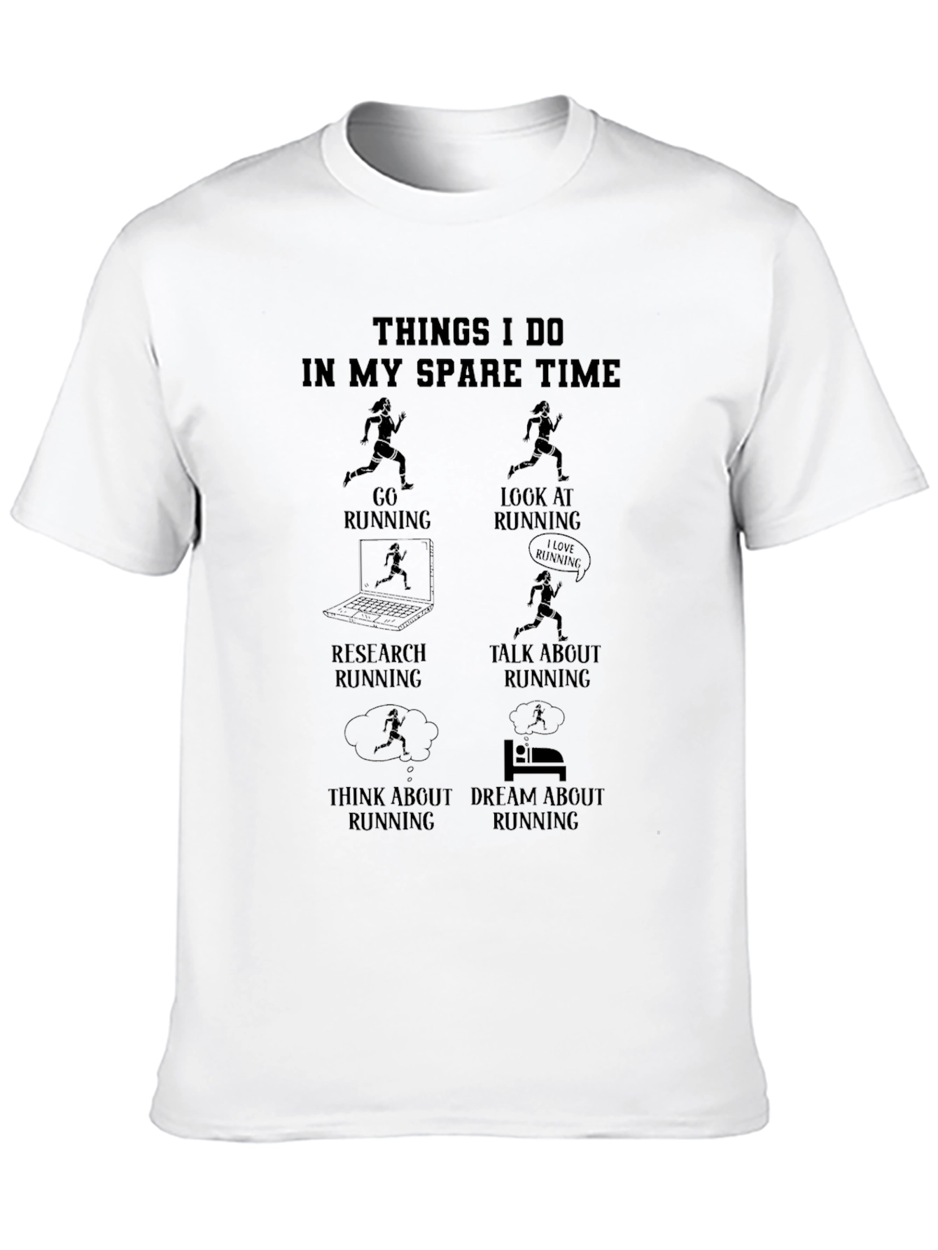 Runners Spare Time Black Graphic T-Shirt