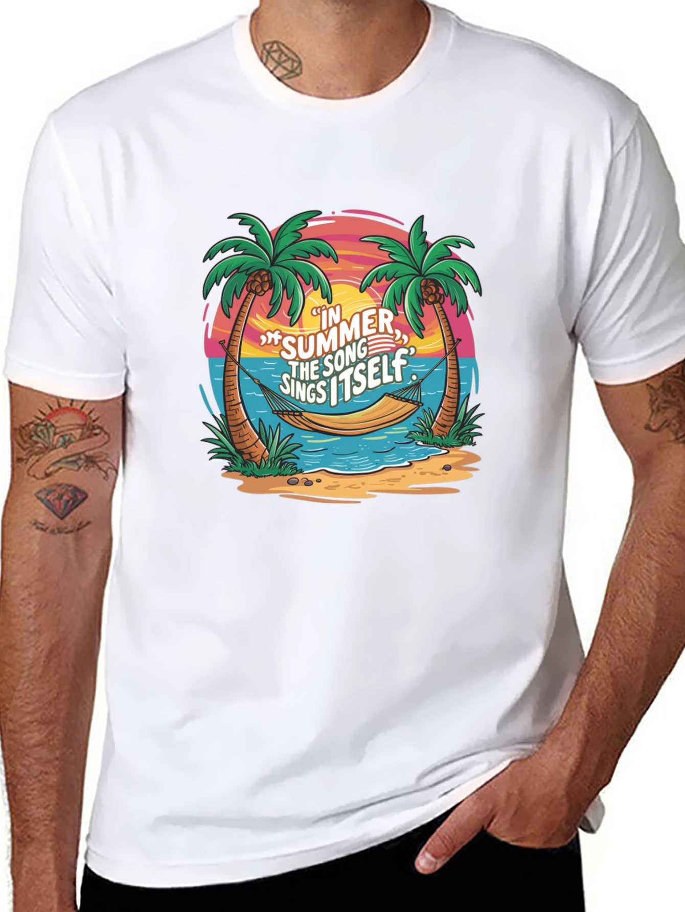 Summer Song T-Shirt - Tropical Hammock Graphic Tee