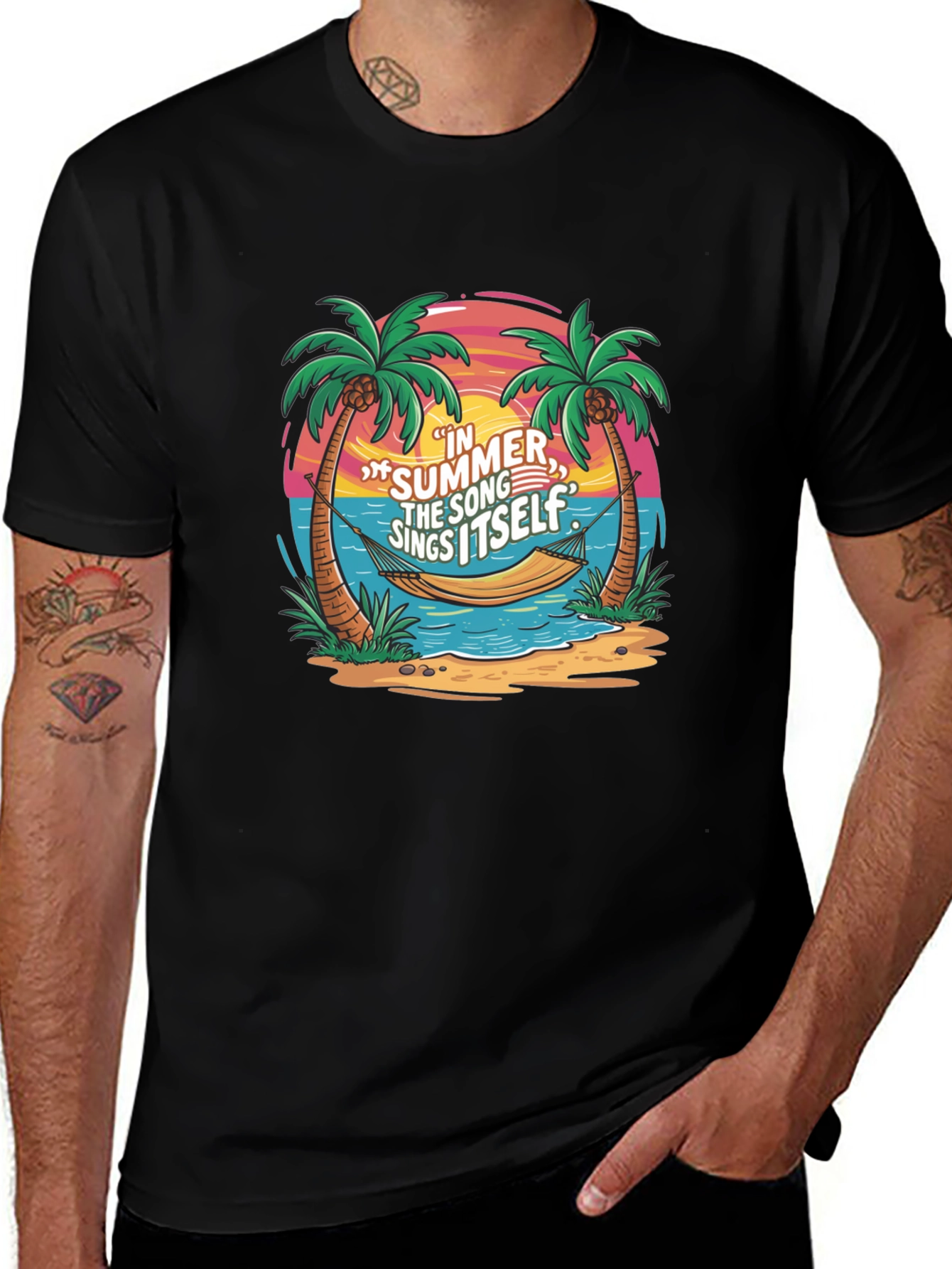 Summer Song T-Shirt - Tropical Hammock Graphic Tee