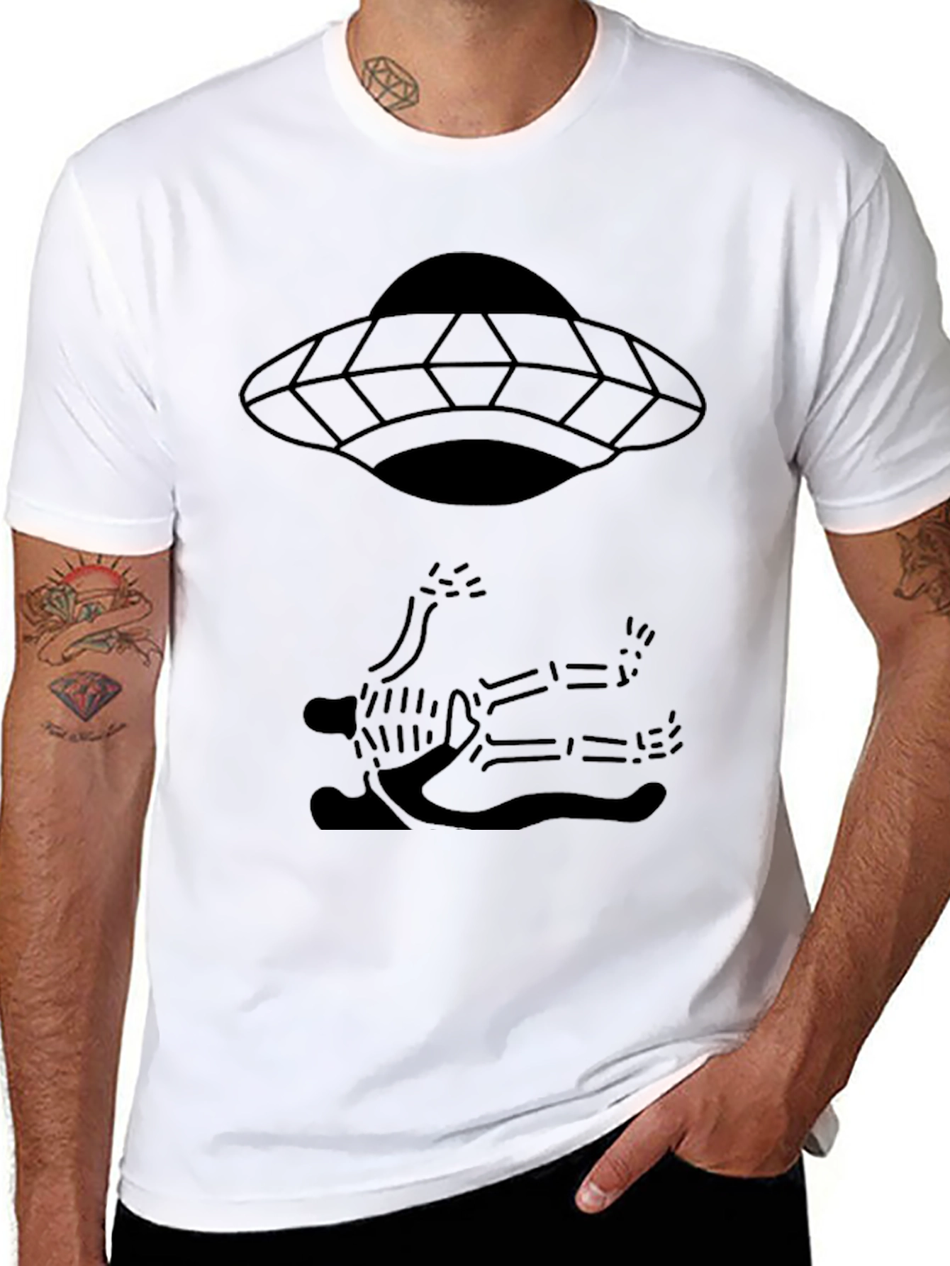 UFO Abduction Tee - Black Graphic T-Shirt