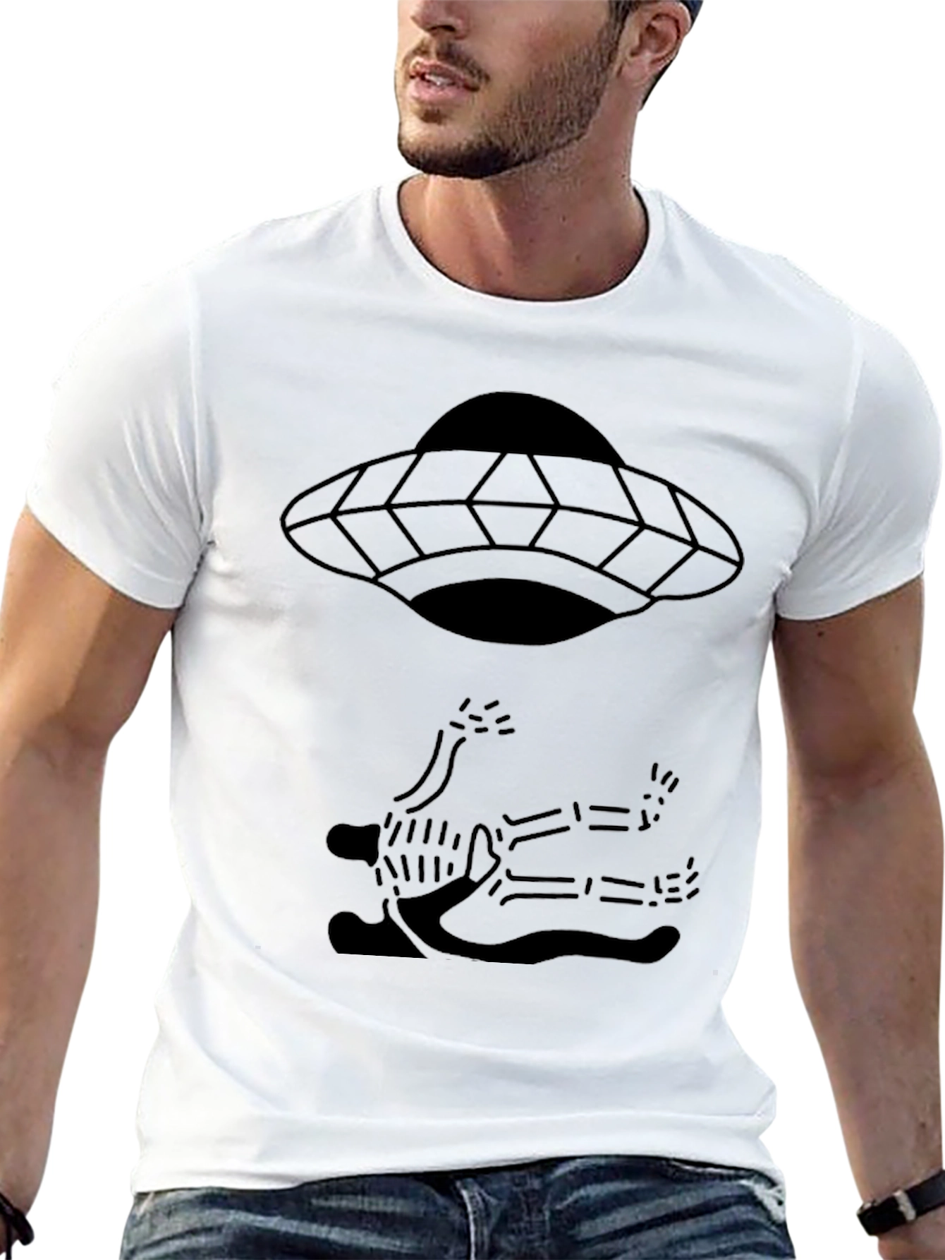 UFO Abduction Tee - Black Graphic T-Shirt