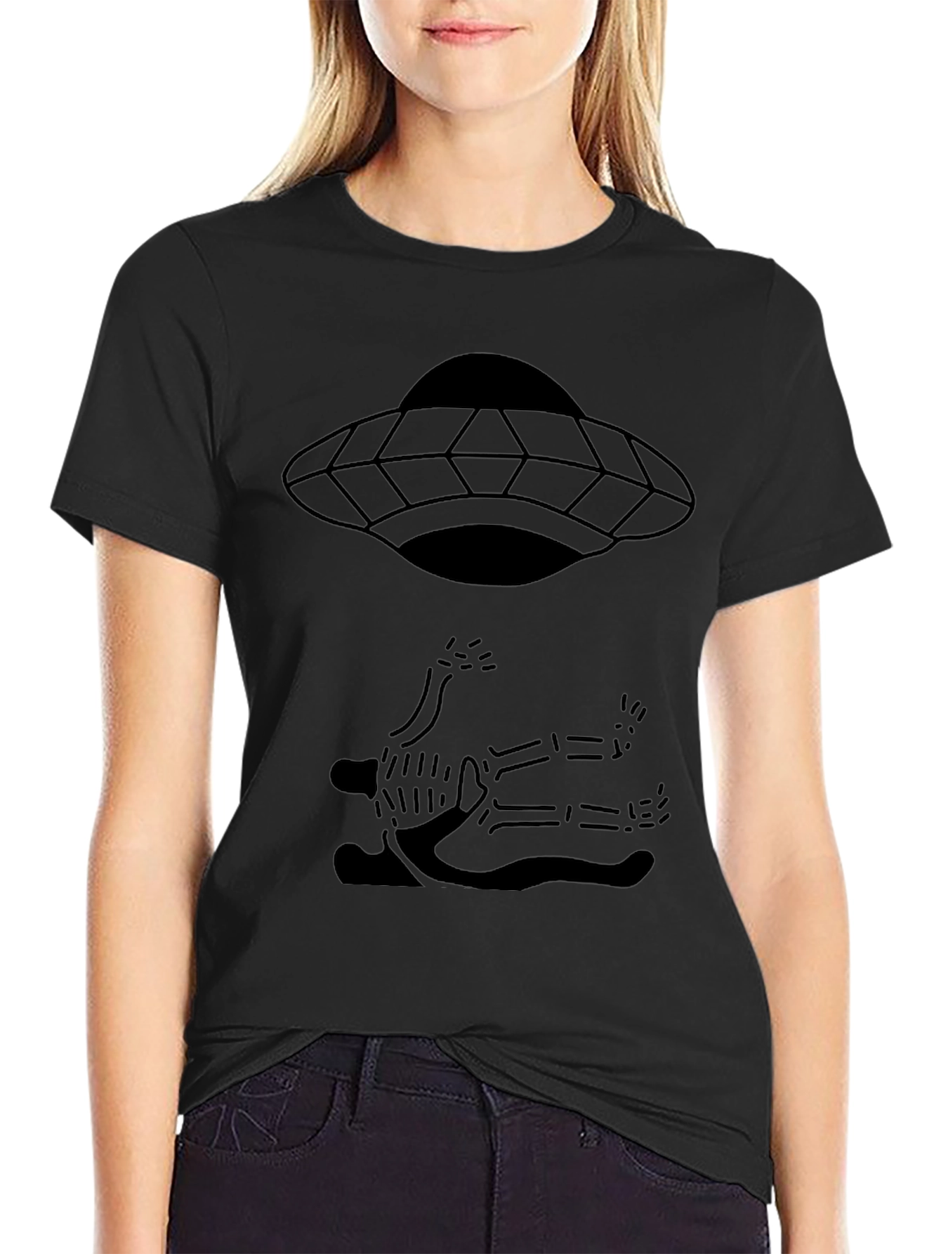 UFO Abduction Tee - Black Graphic T-Shirt
