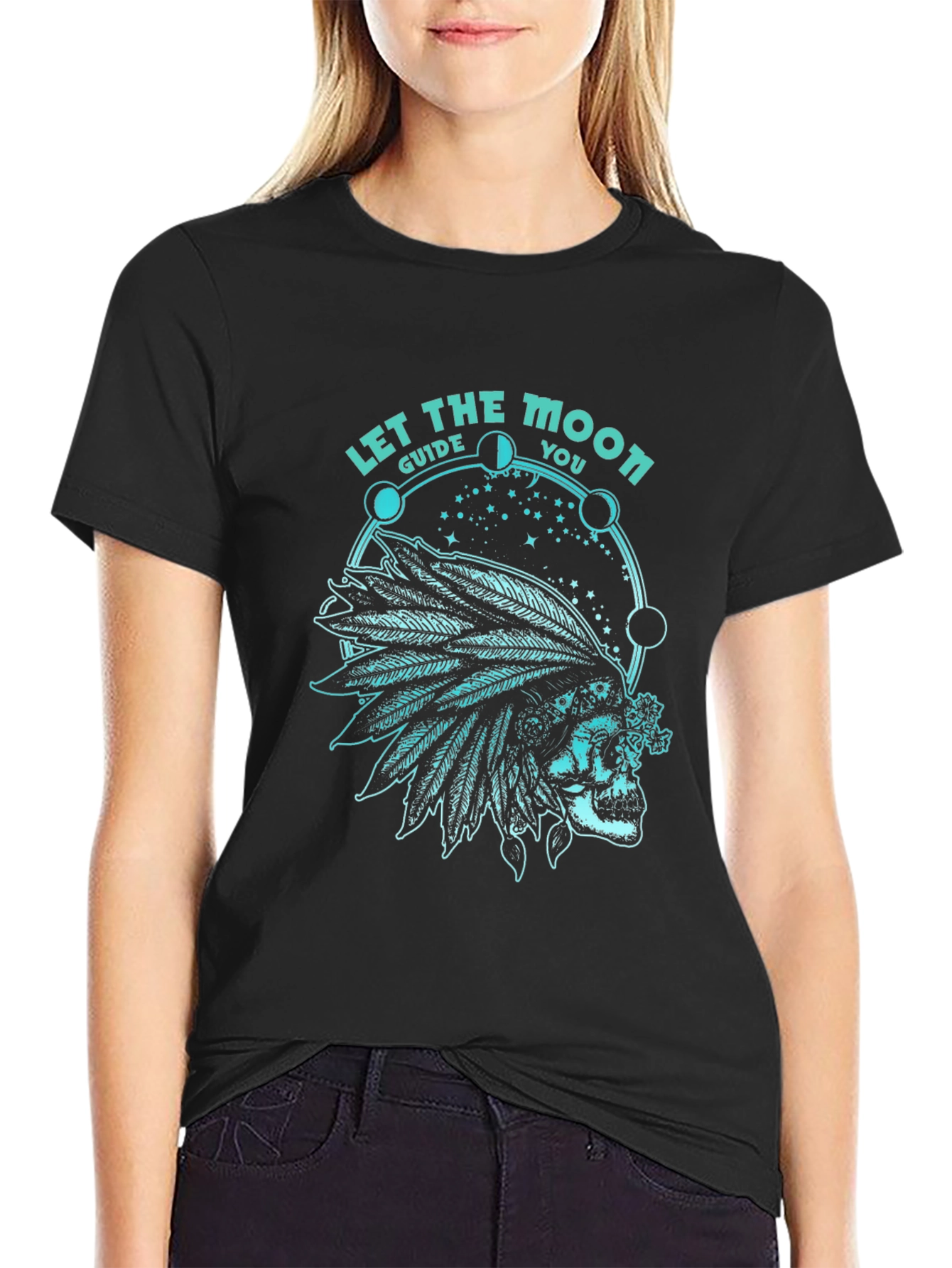 Skull and Moon Phases Graphic T-Shirt