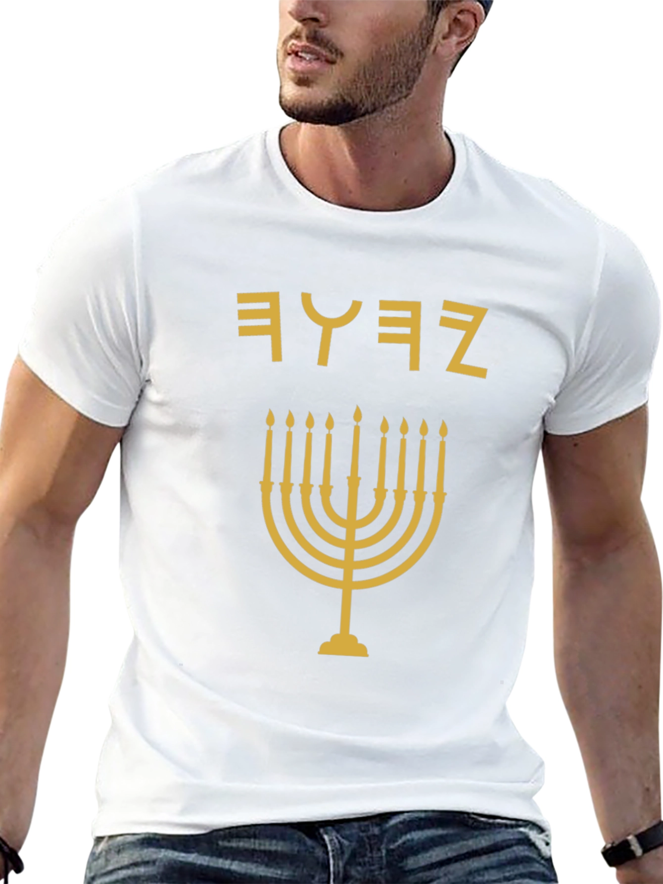 Menorah Graphic Tee - Black Cotton Blend