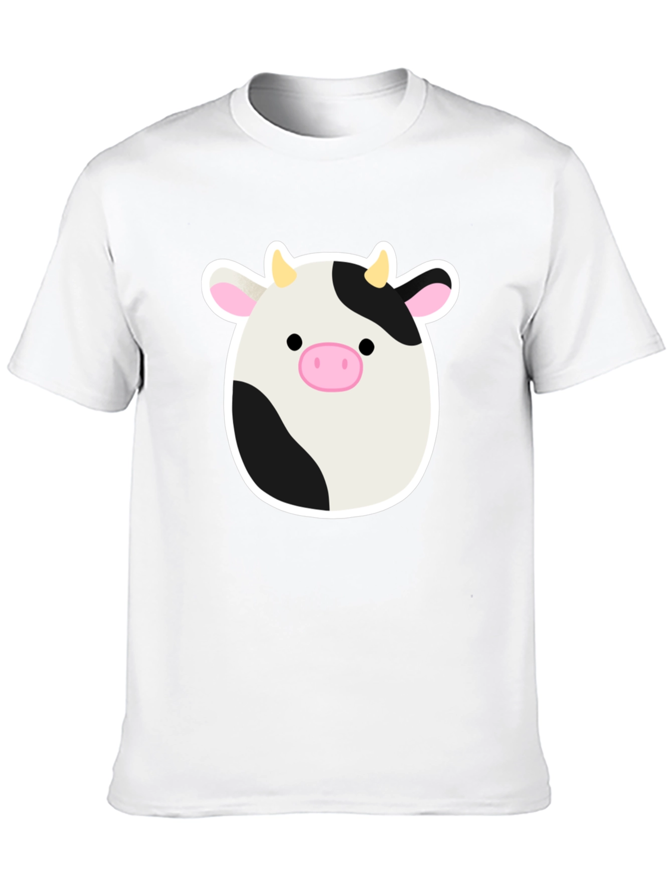Cute Cartoon Cow Graphic Print Black T-Shirt